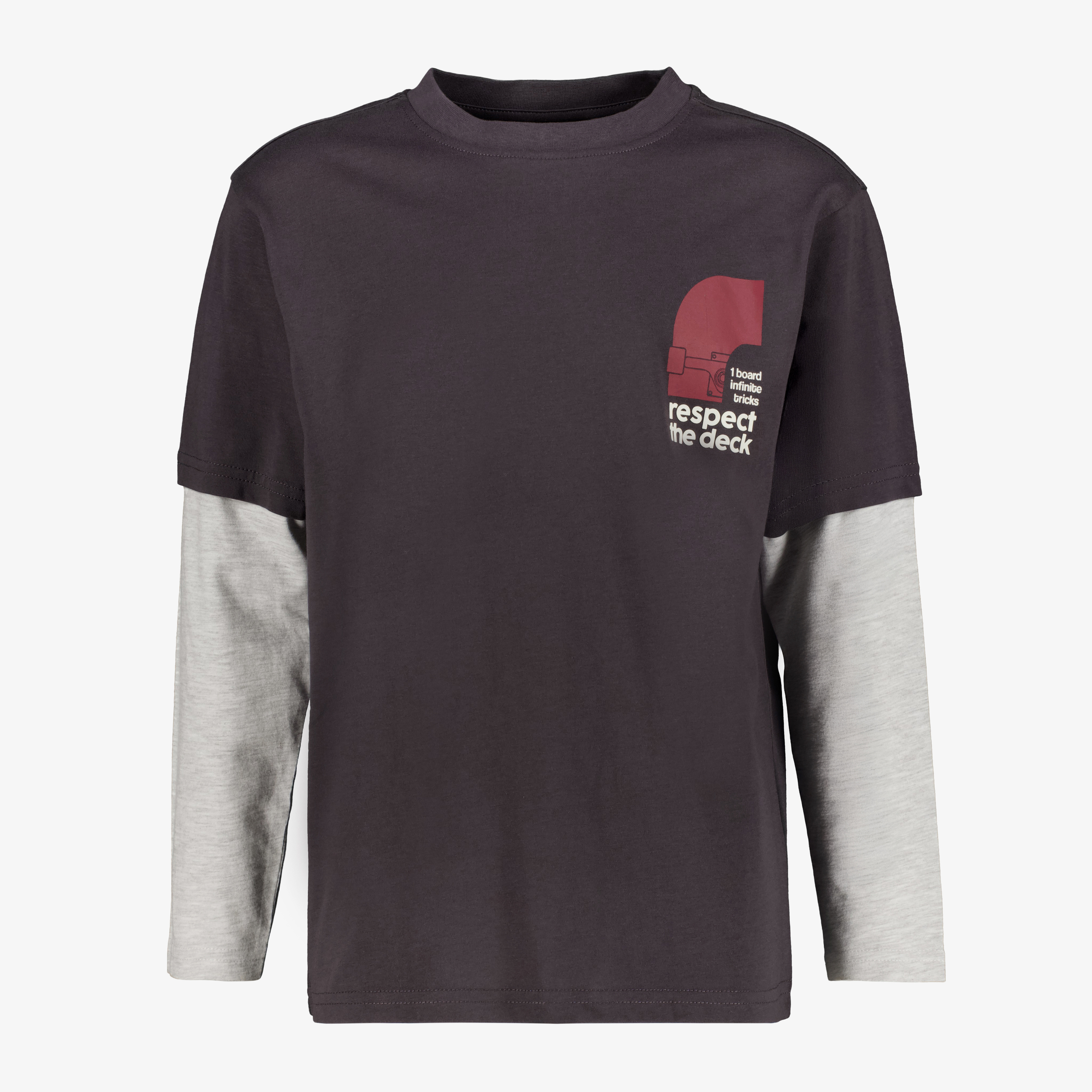 Unsigned jongens shirt met lange mouwen en backprint grijs t-shirts & tops