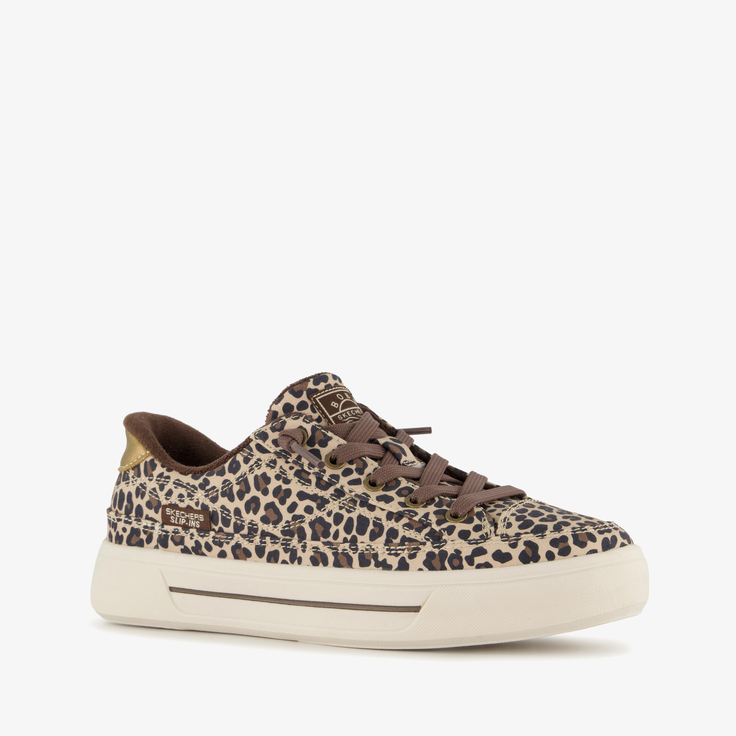 Skechers Slip-ins: BOBS Social dames sneakers met panterprint
