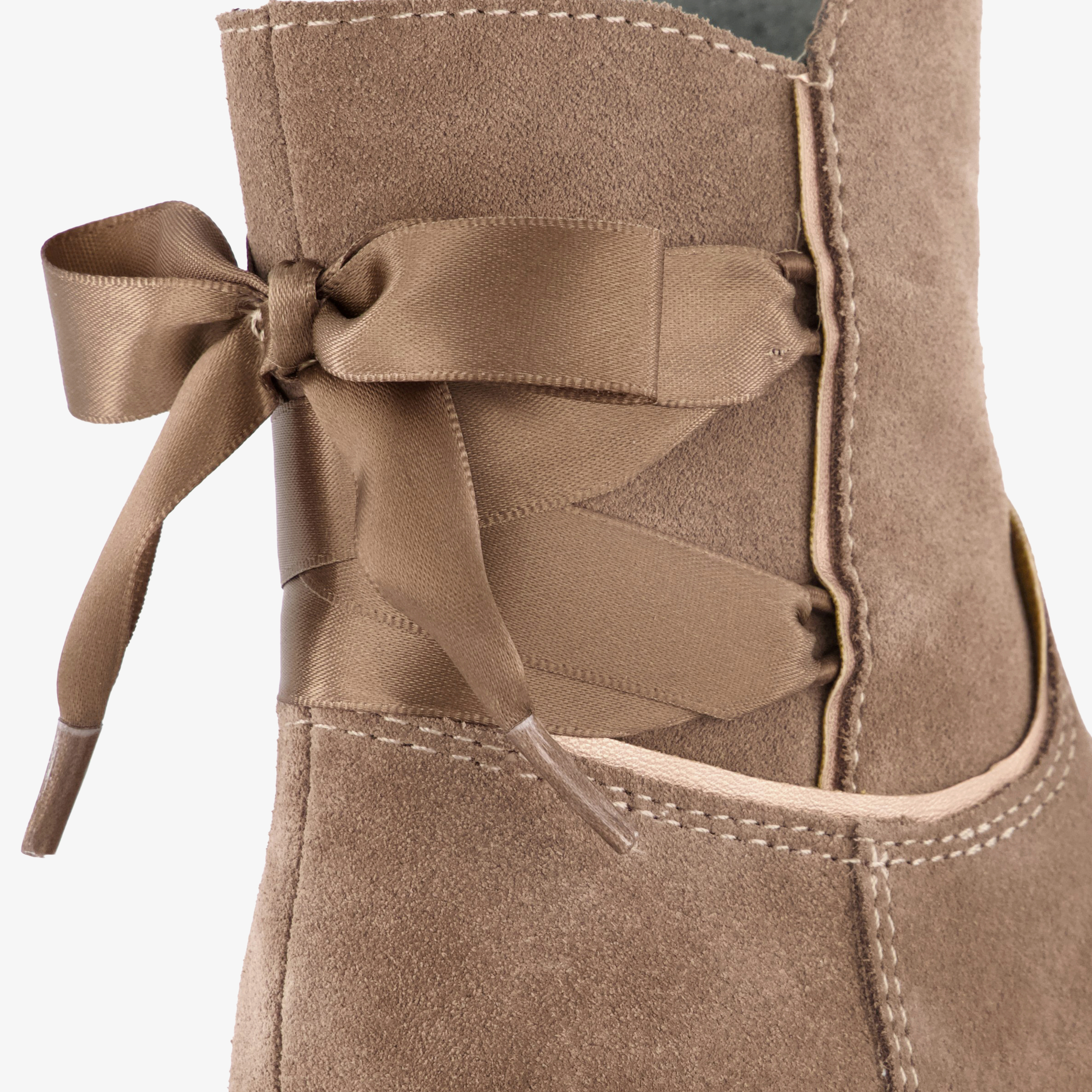 Stap suède meisjes enkellaarsjes met strikjes beige – foto 5