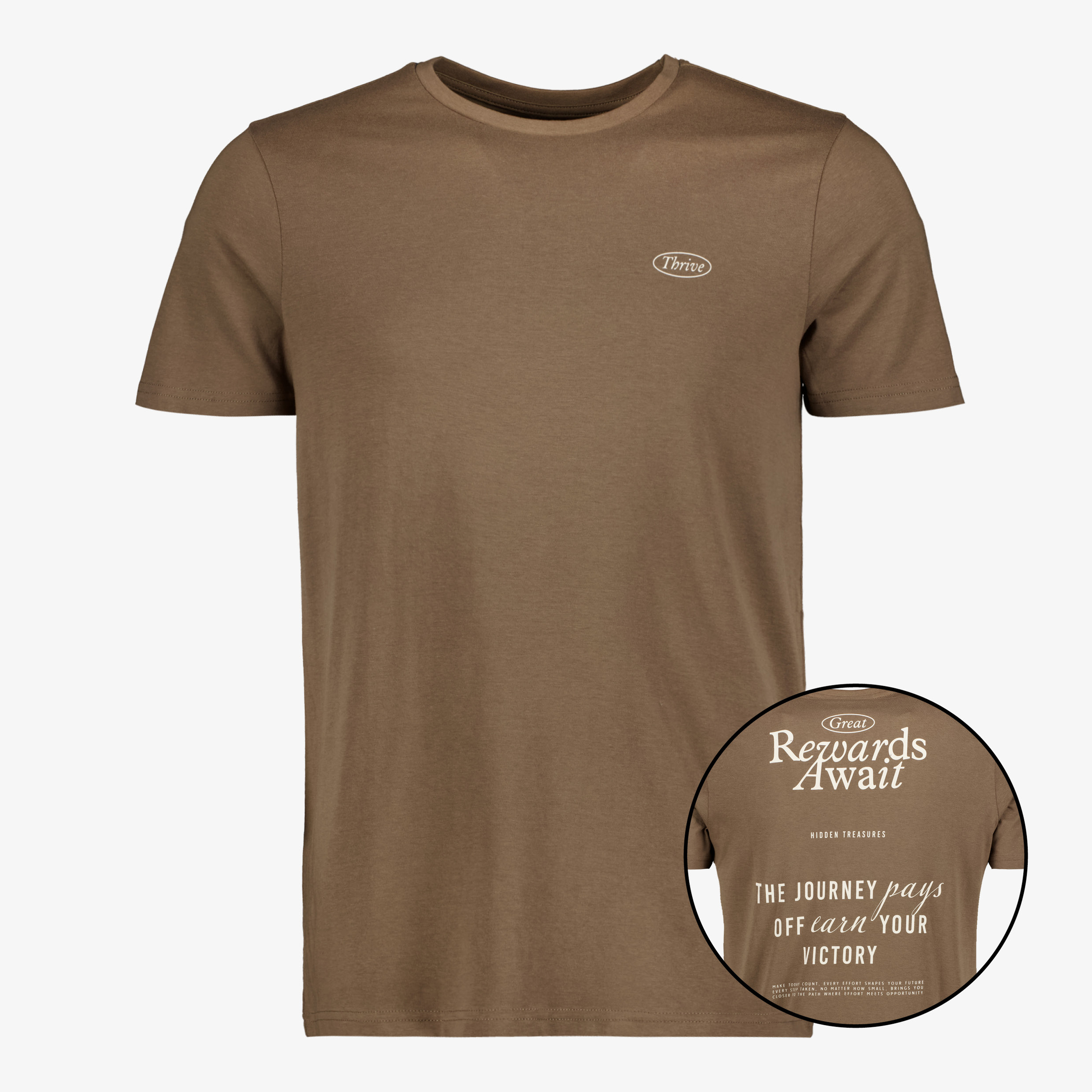 Unsigned heren T-shirt met backprint bruin t-shirts & tops