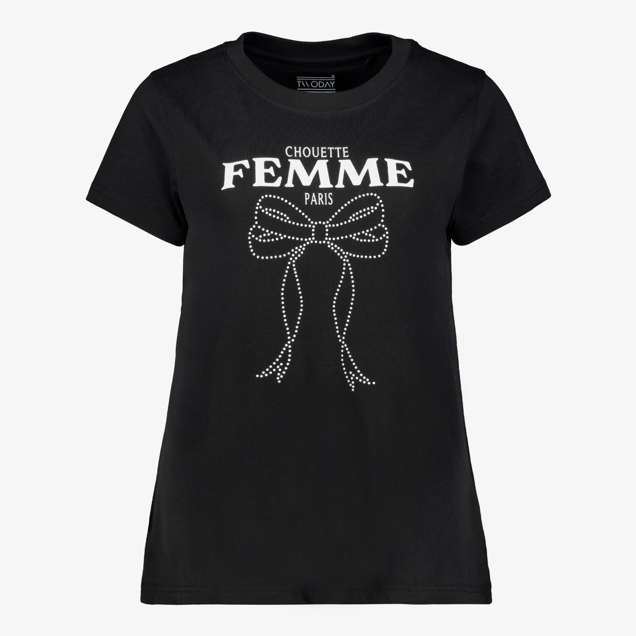 TwoDay dames T-shirt met strik zwart t-shirts & tops