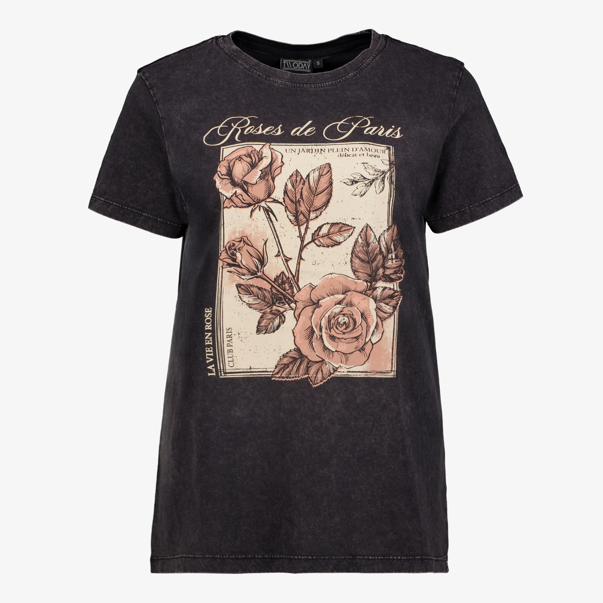 TwoDay dames acid wash T-shirt met rozen t-shirts & tops