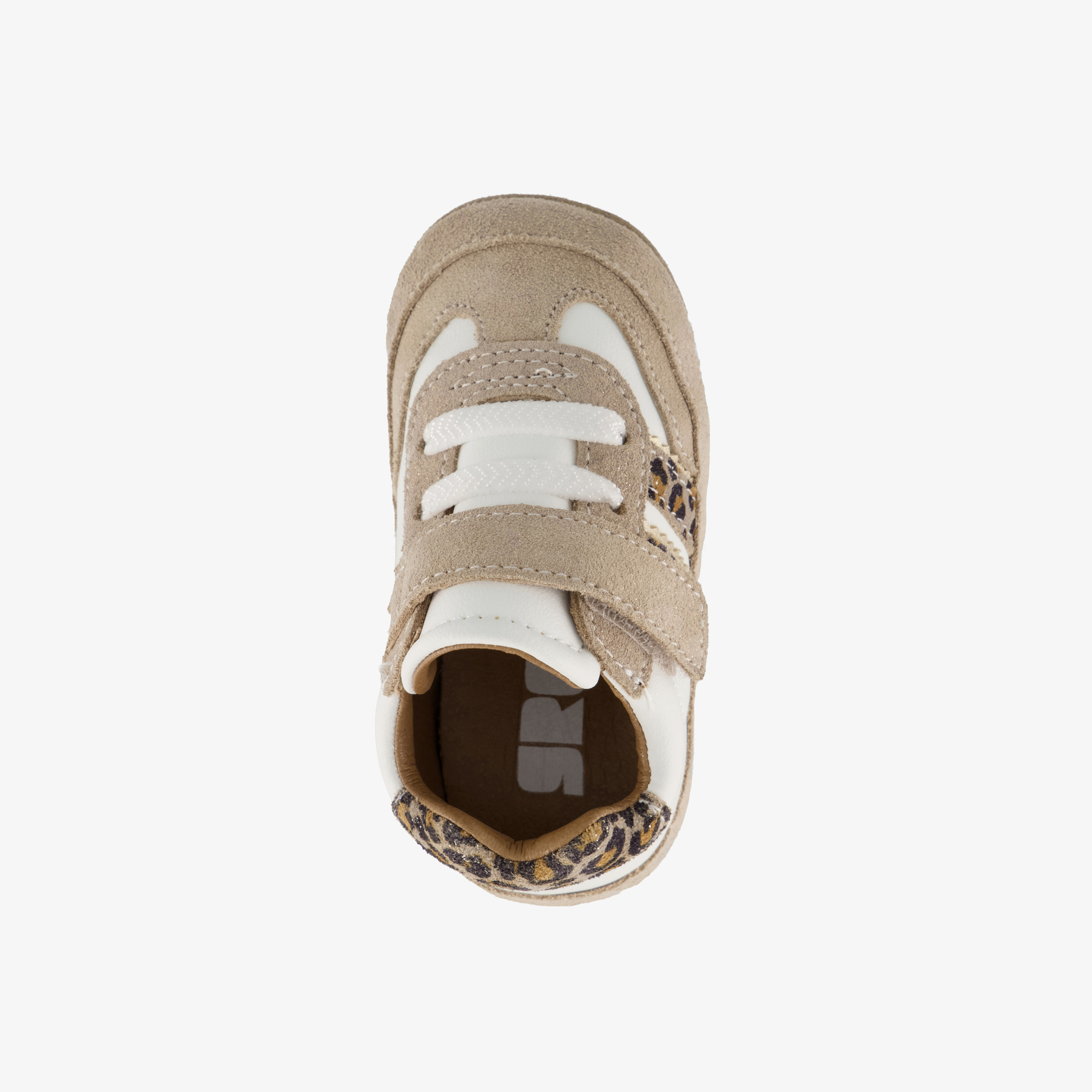 Groot suède babyschoenen met panterprint details beige meisjes – foto 4