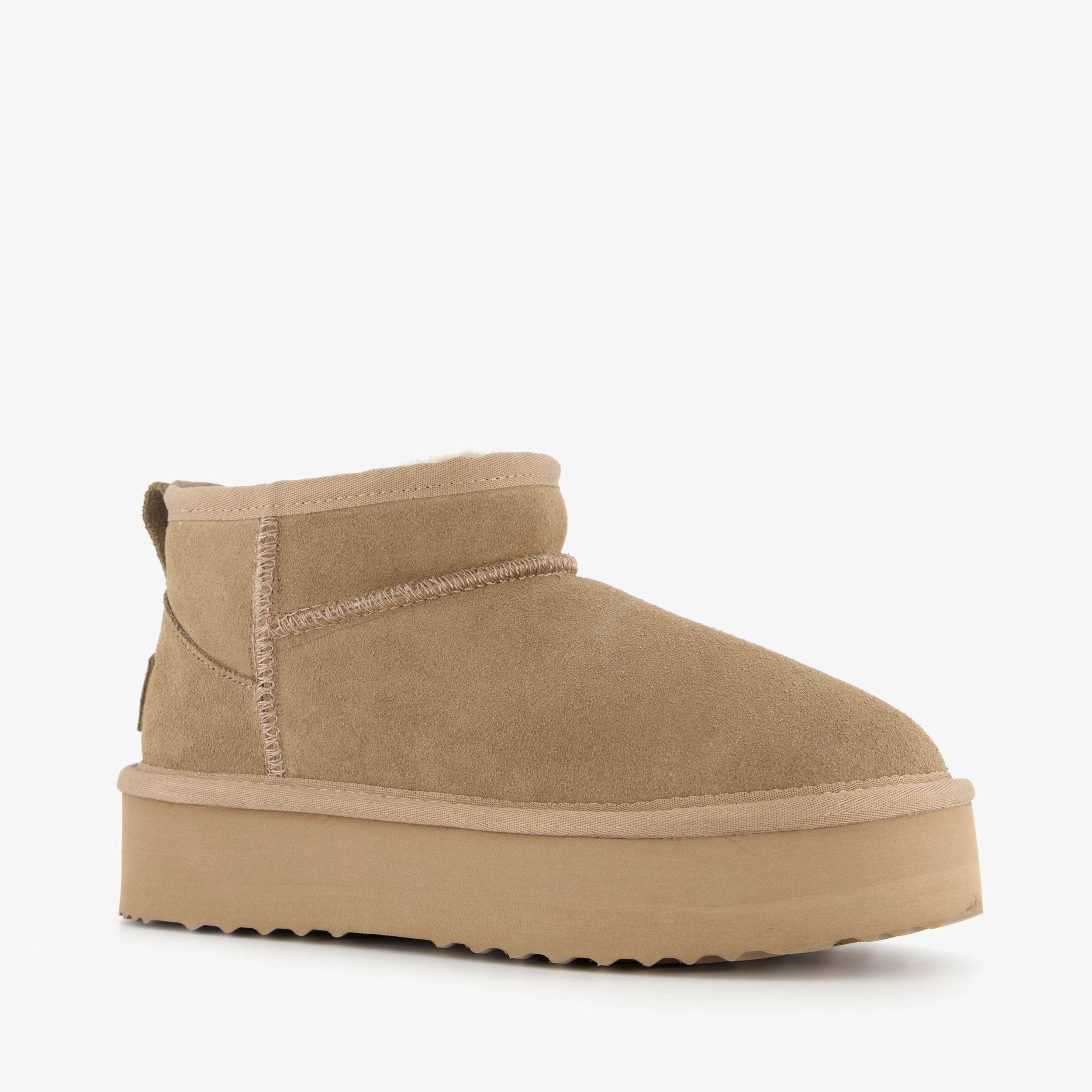 Hush Puppies suede dames enkellaarsjes beige