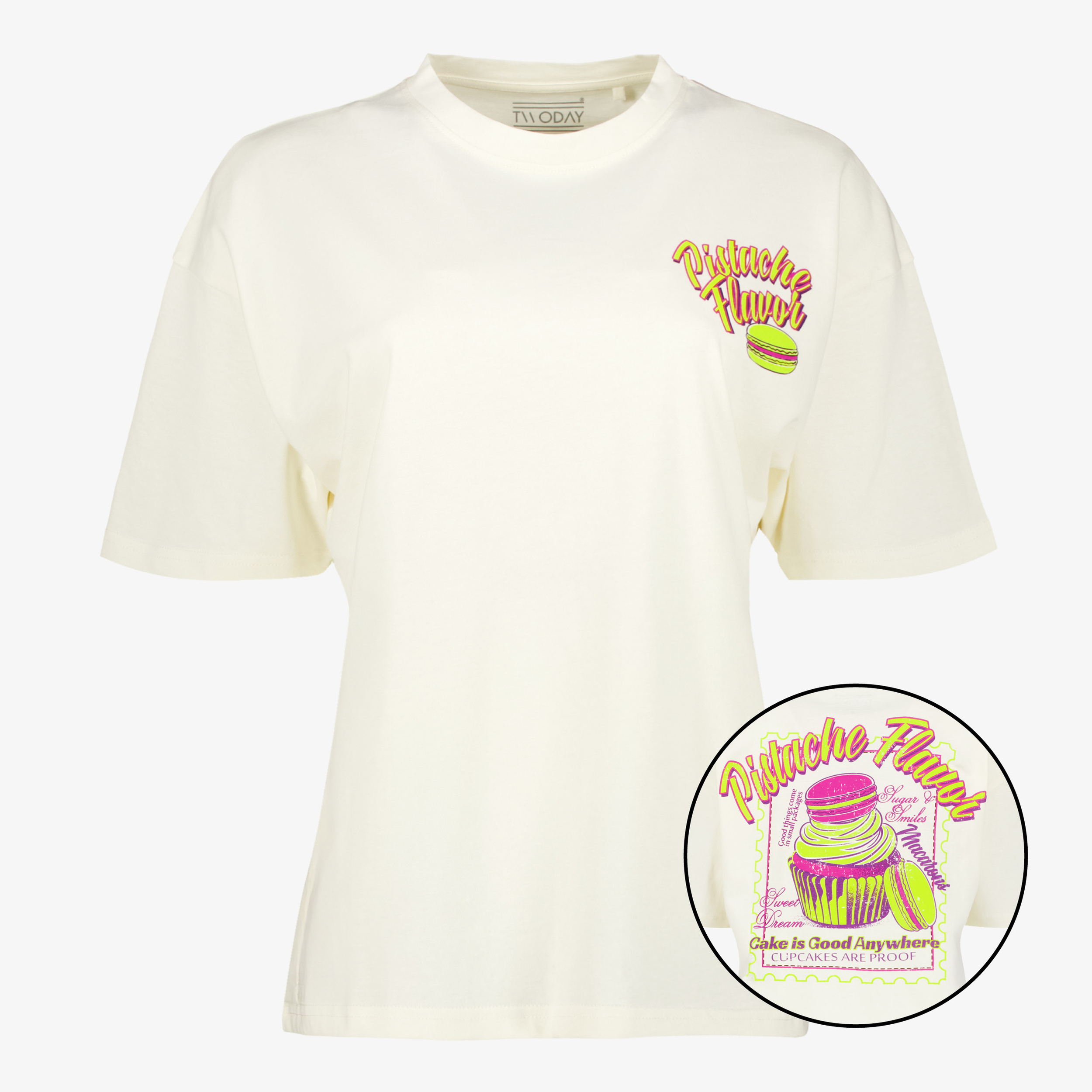 TwoDay dames T-shirt met backprint ecru t-shirts & tops