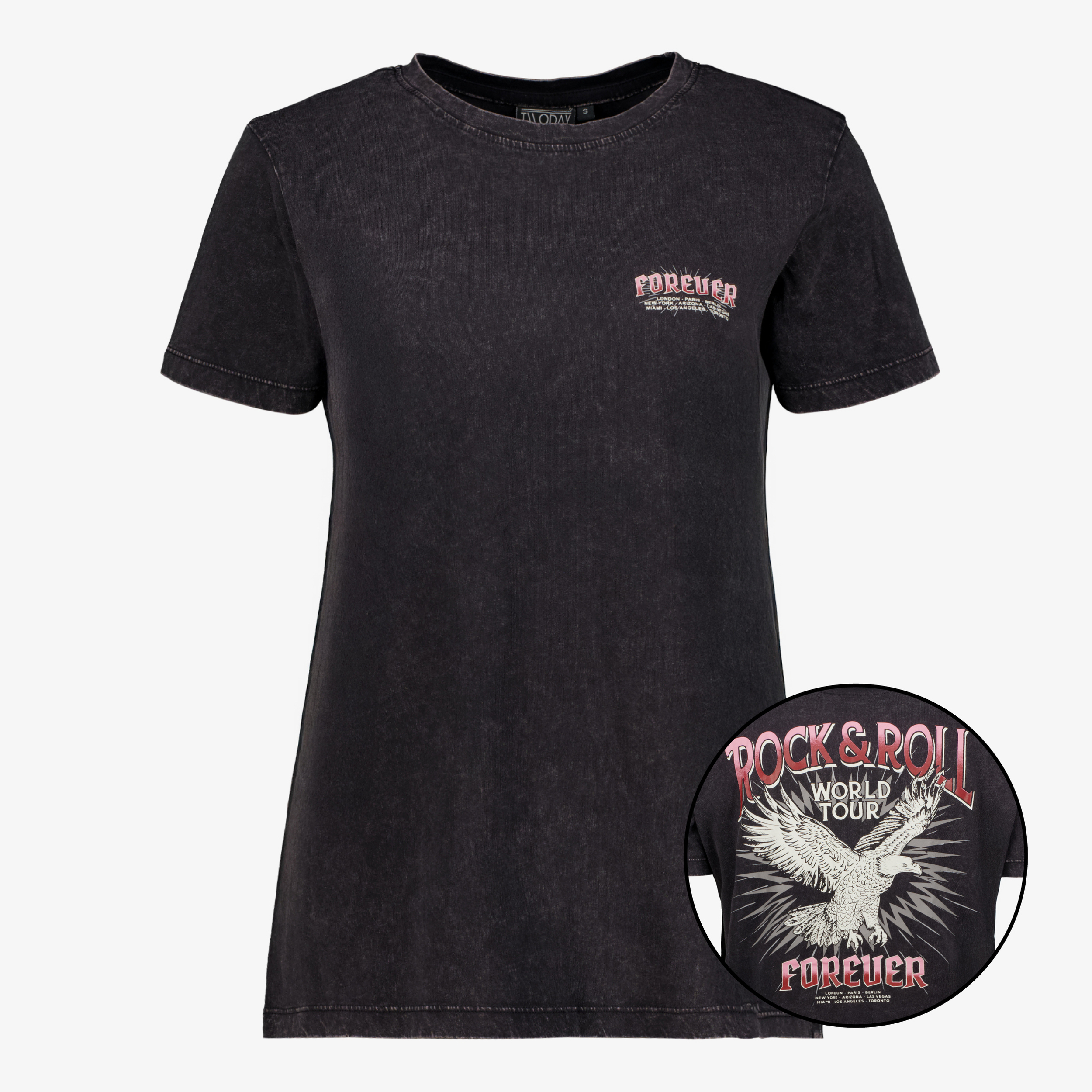 TwoDay dames acid wash T-shirt met backprint t-shirts & tops