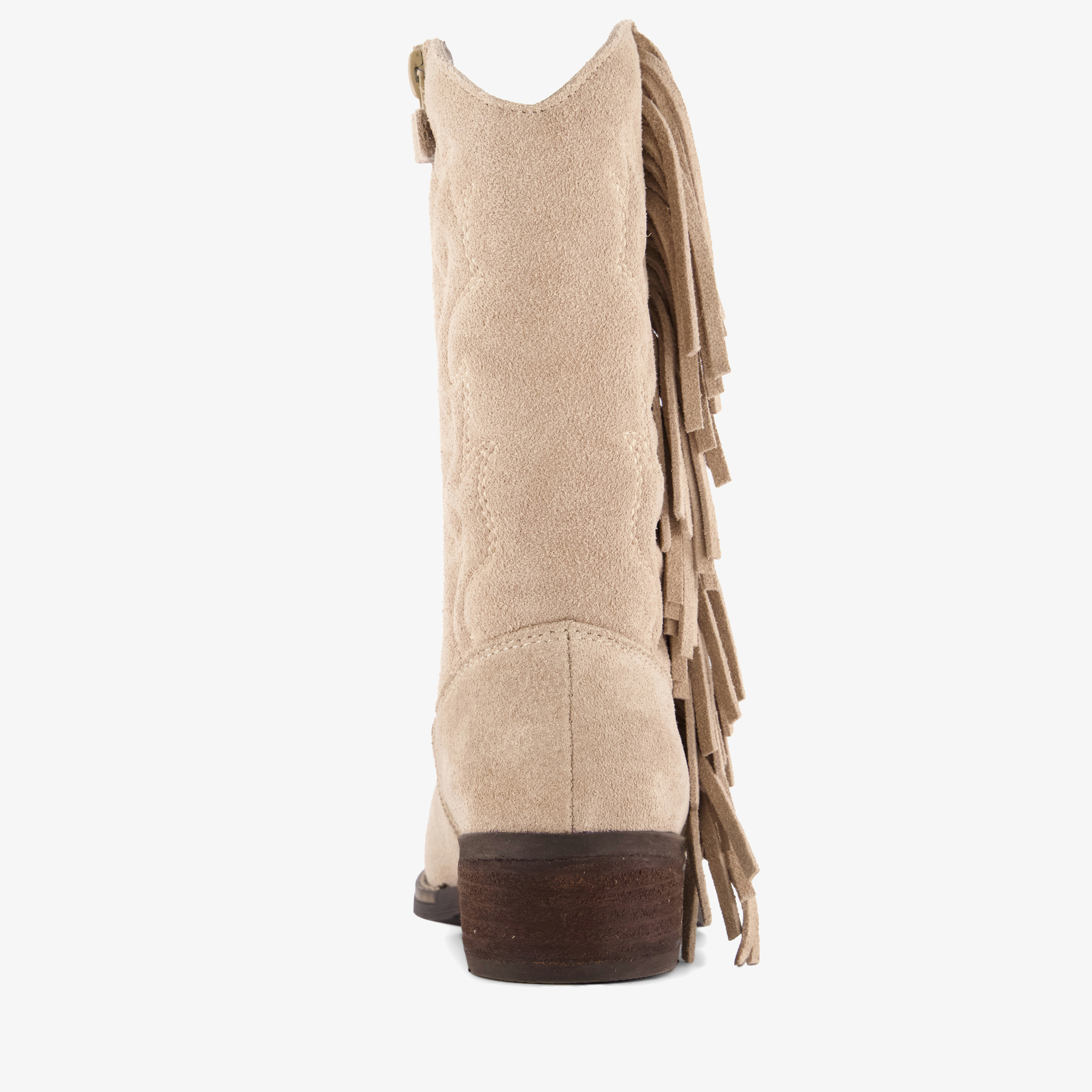 Groot suède meisjes cowboylaarzen met franjes beige – foto 2