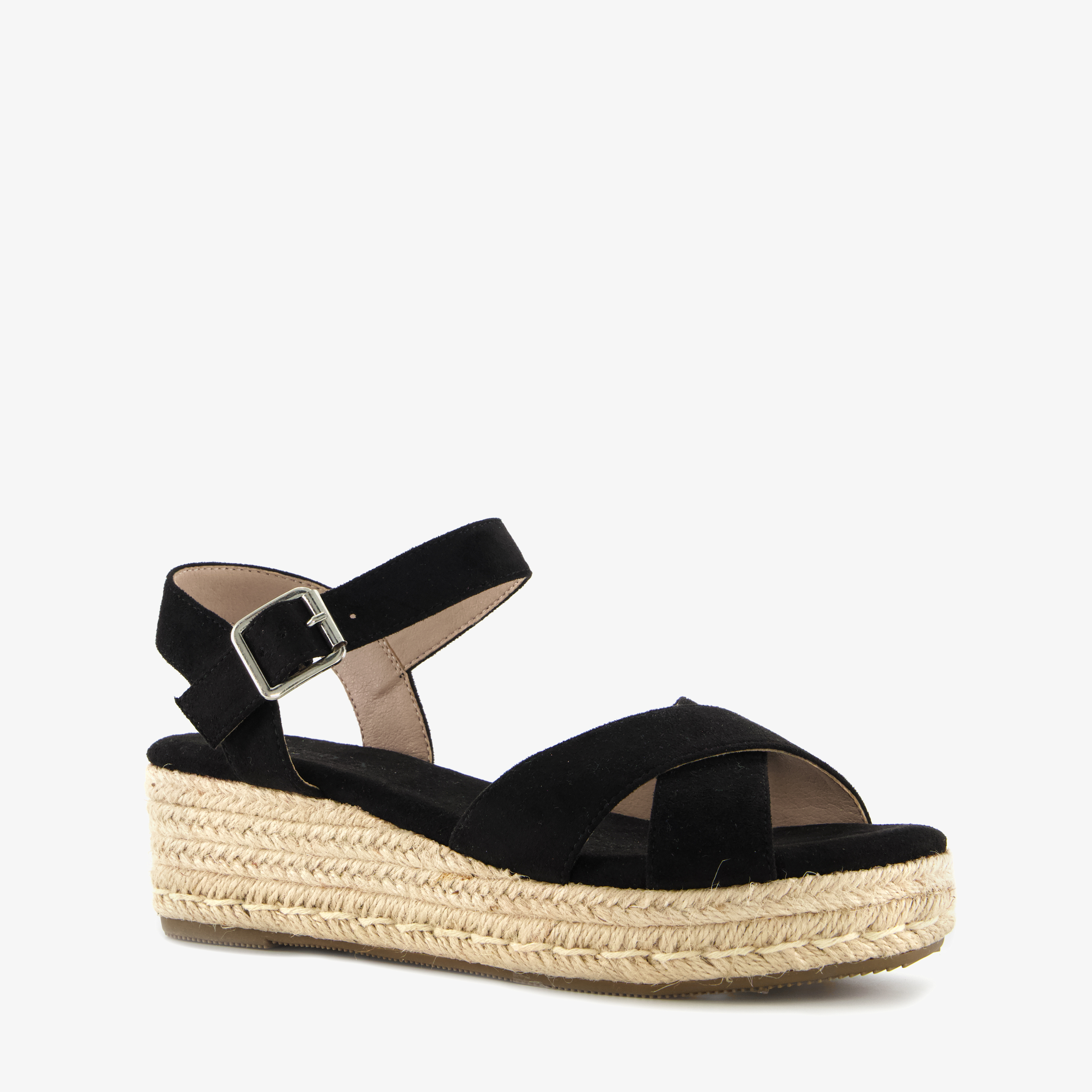 Blue Box dames espadrilles met sleehak zwart sandalen