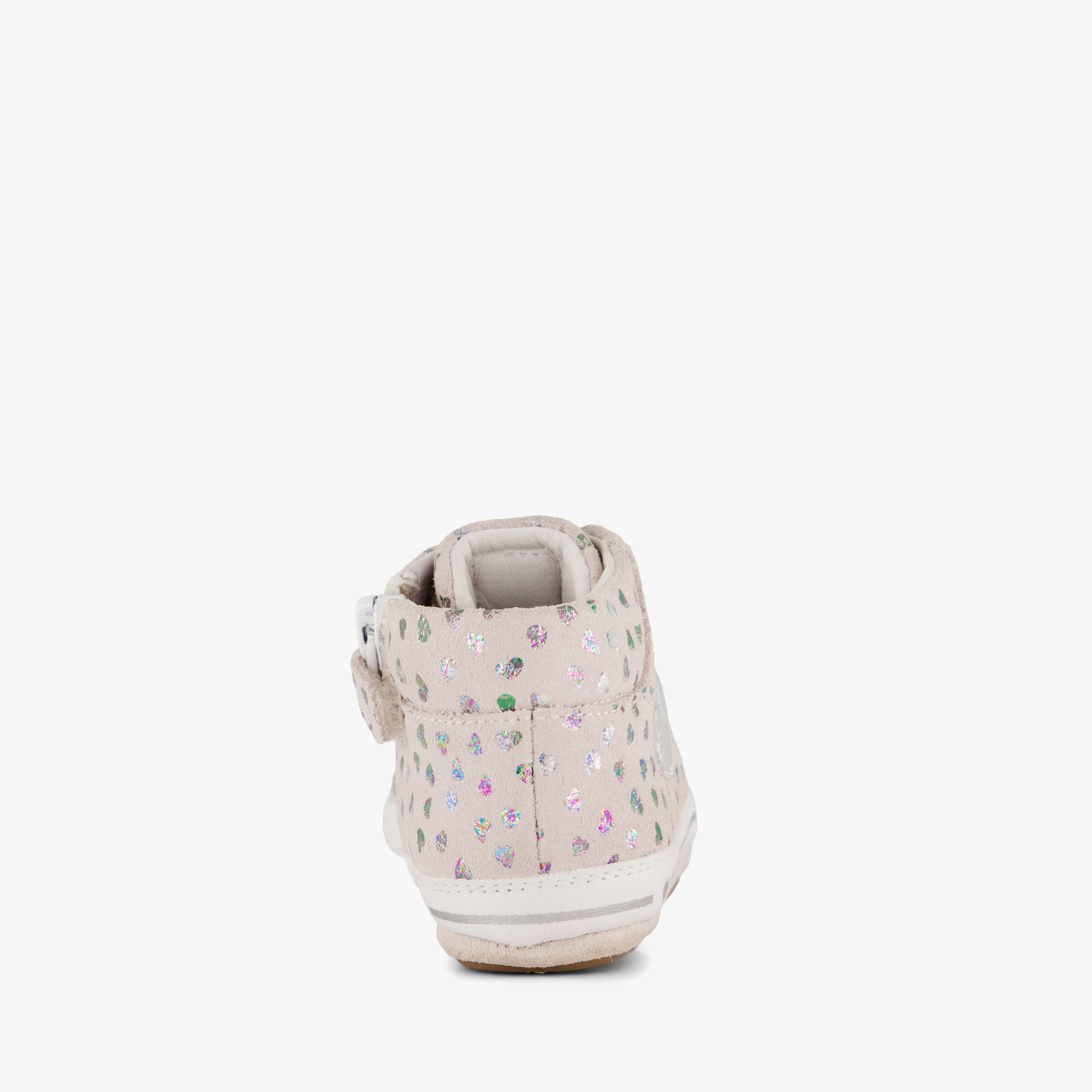 Groot leren babyschoenen met hartjes roze meisjes – foto 2
