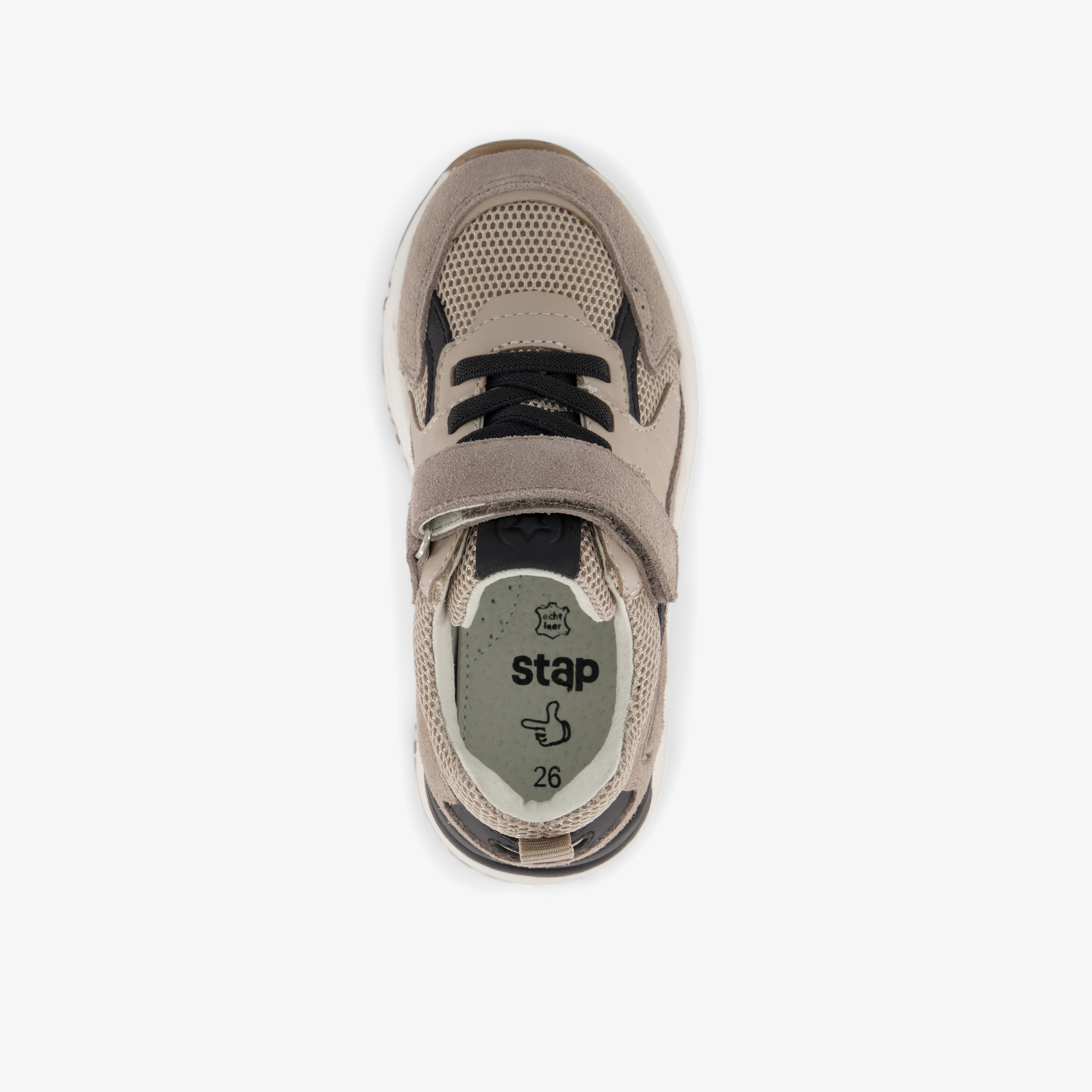 Stap suède jongens sneakers taupe – foto 4