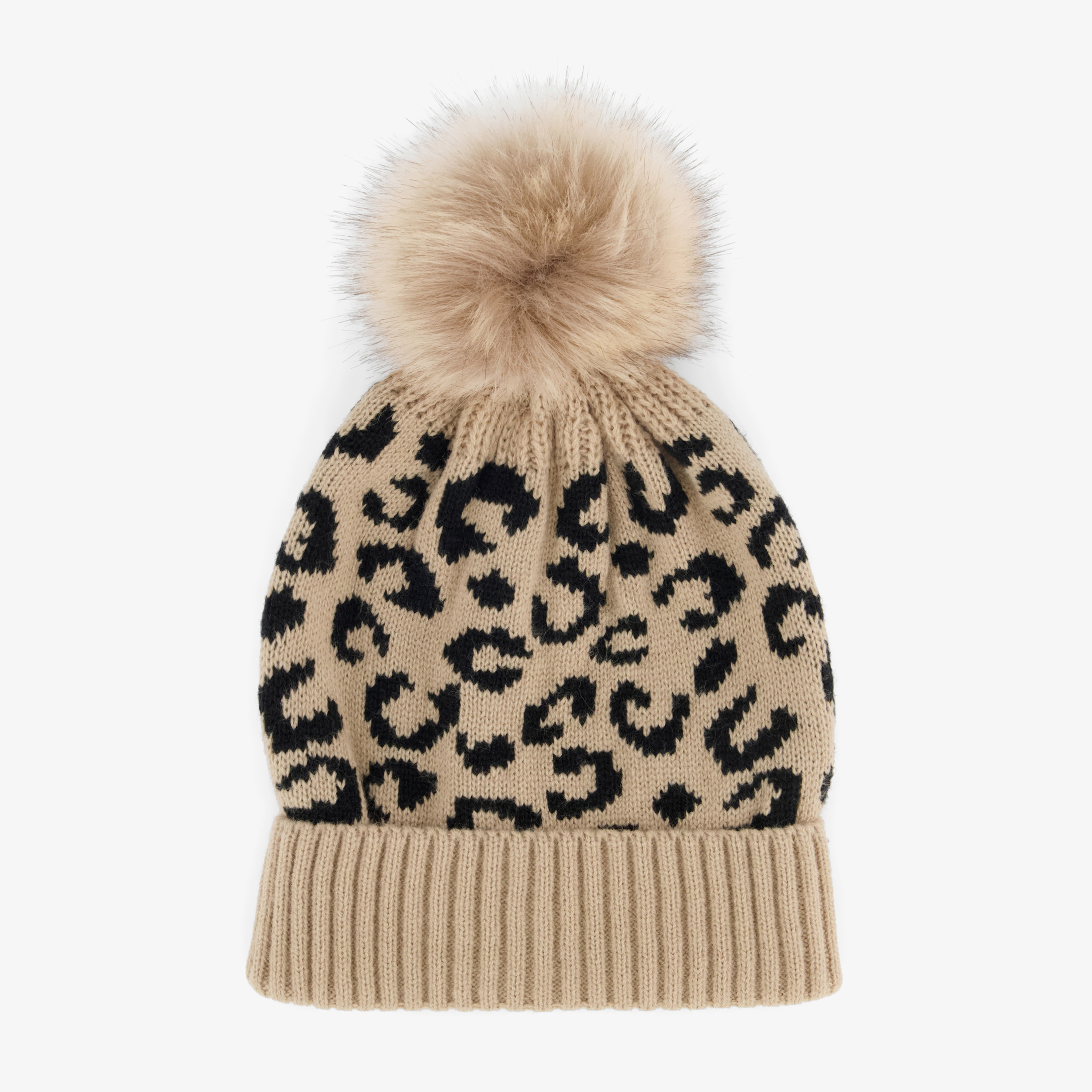 Dames muts met panterprint beige sjaals, mutsen & handschoenen