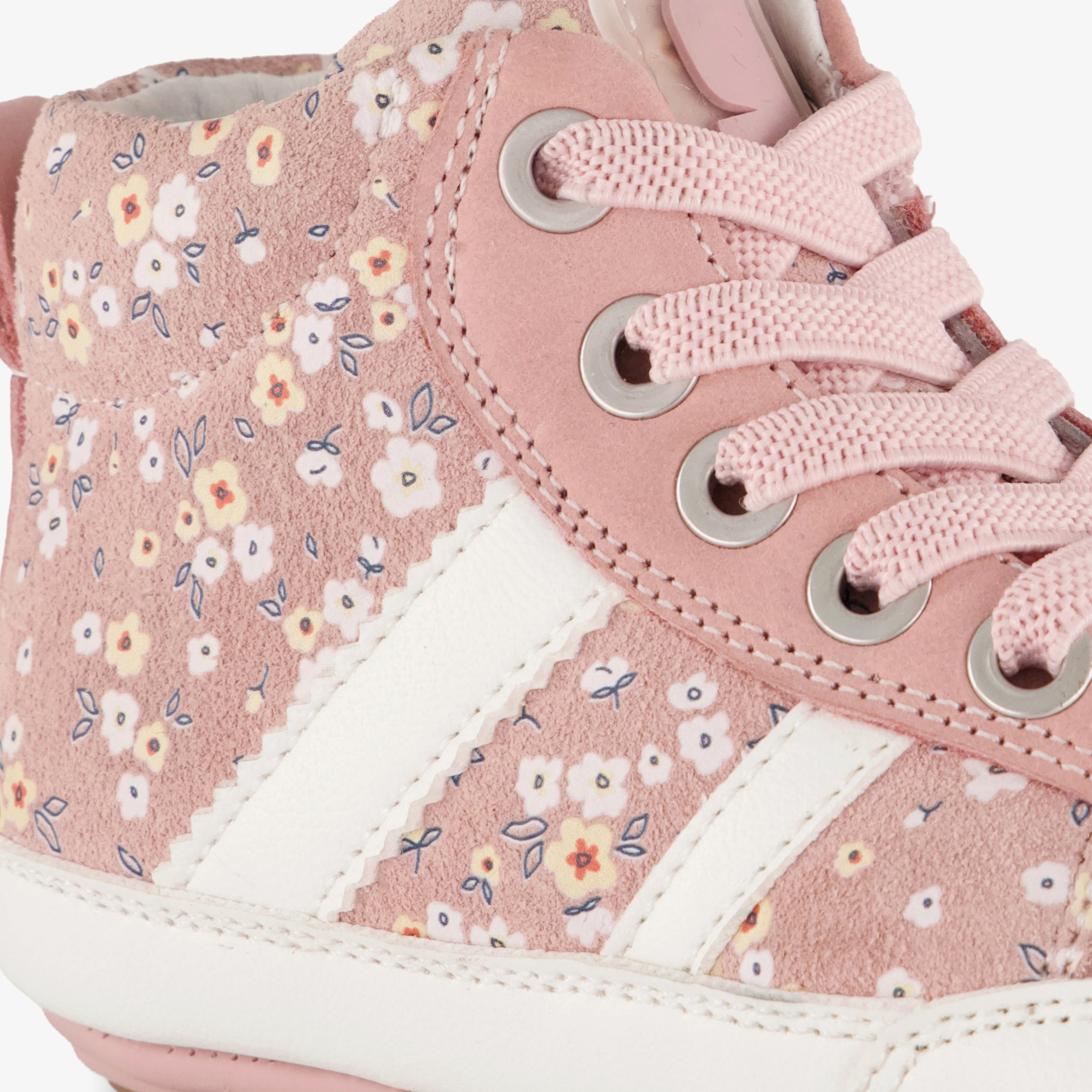 Groot leren babyschoenen met bloemenprint roze meisjes – foto 5
