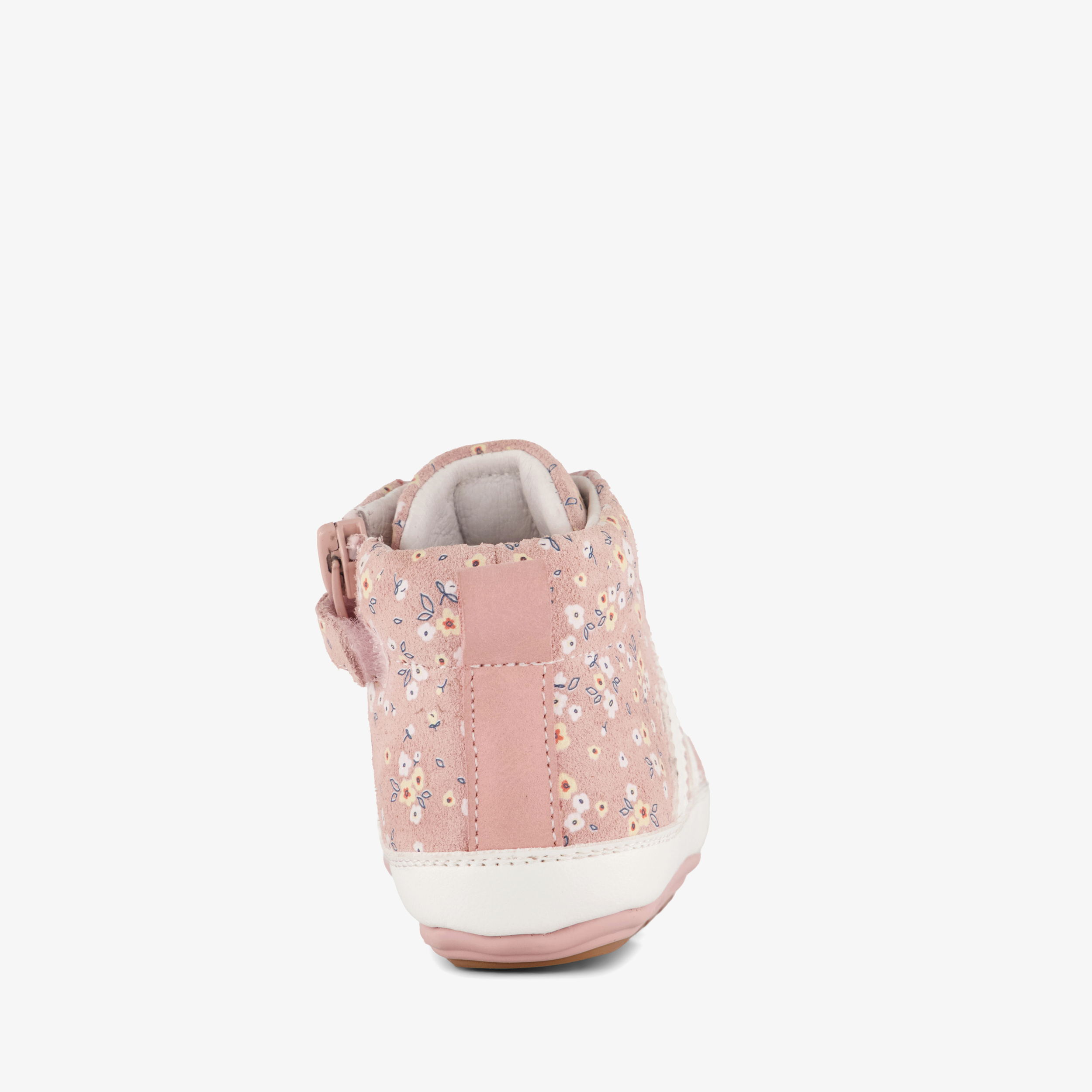 Groot leren babyschoenen met bloemenprint roze meisjes – foto 2