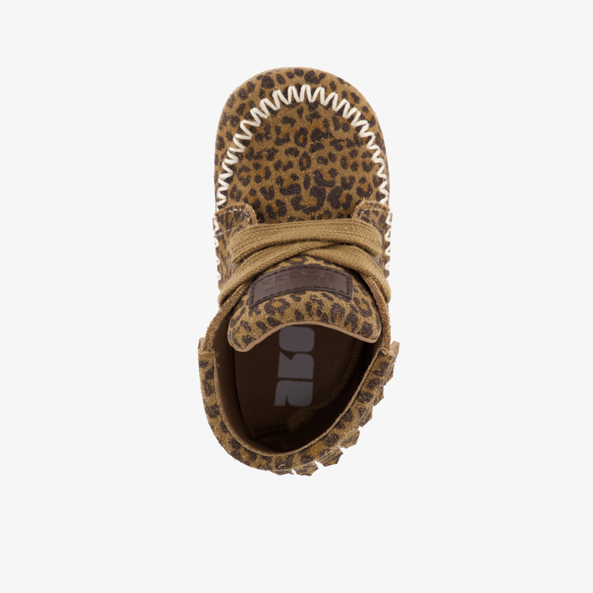 Groot leren babyschoenen met panterprint bruin meisjes – foto 4