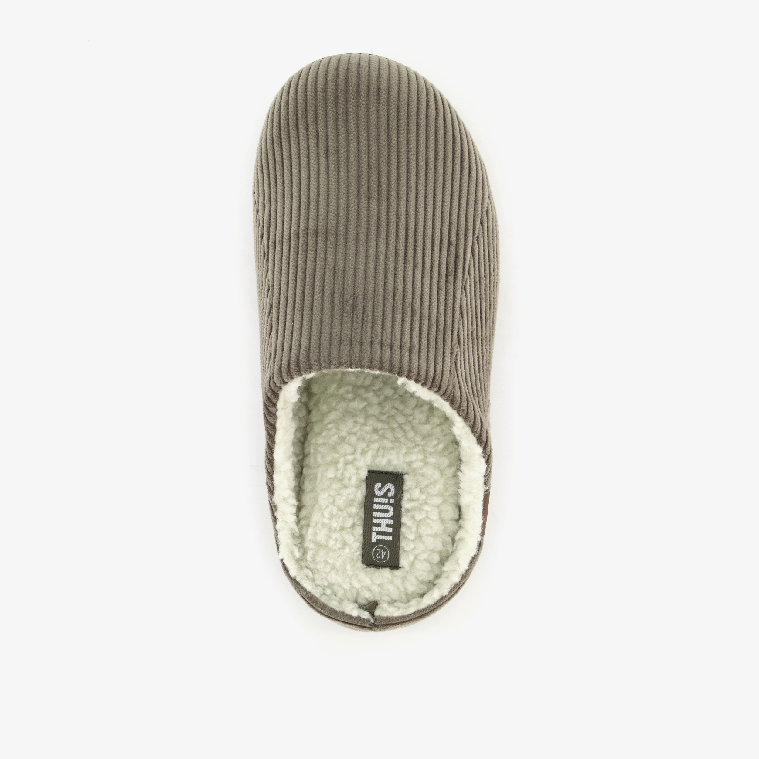 Thu!s heren instap pantoffels ribstof bruin – foto 4