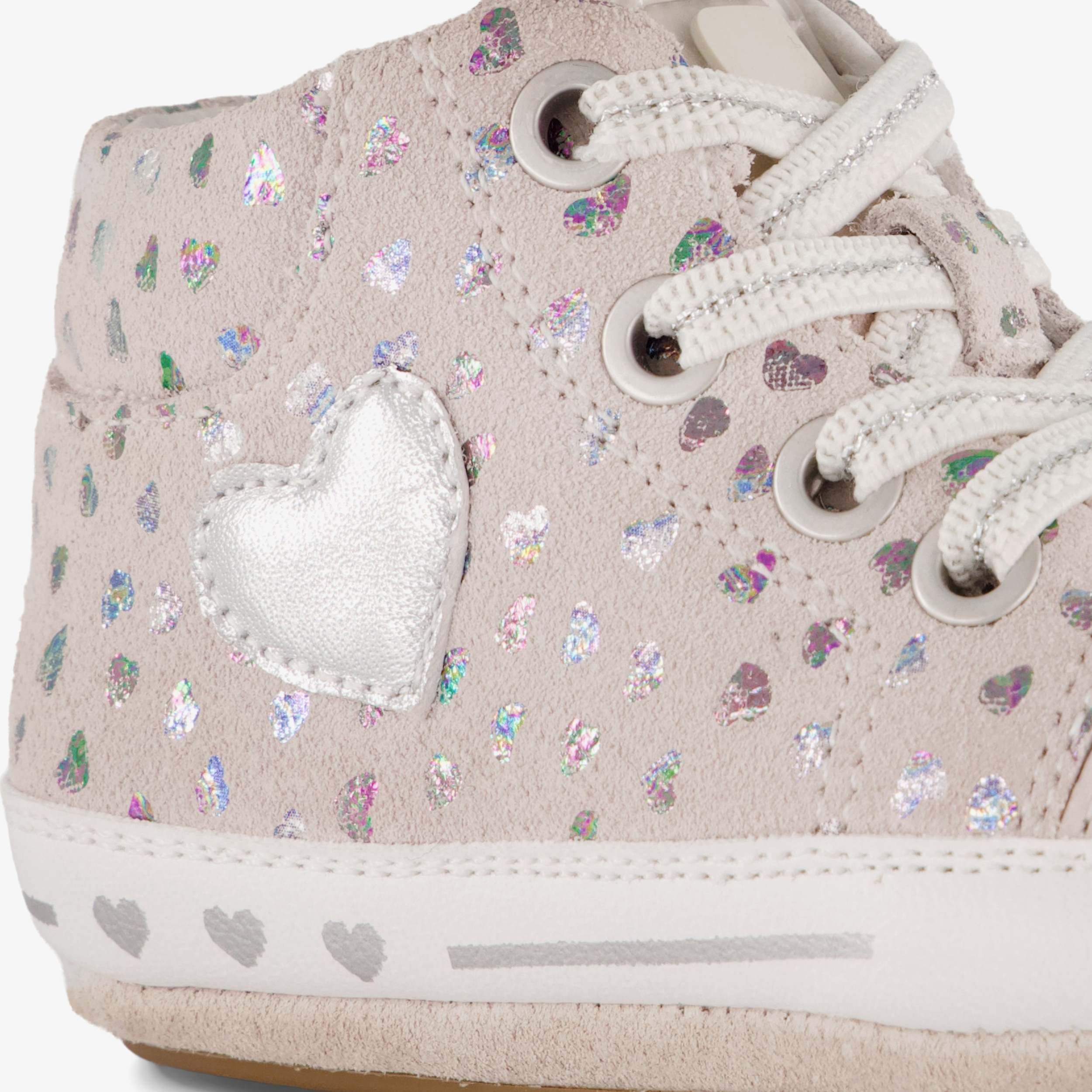 Groot leren babyschoenen met hartjes roze meisjes – foto 5