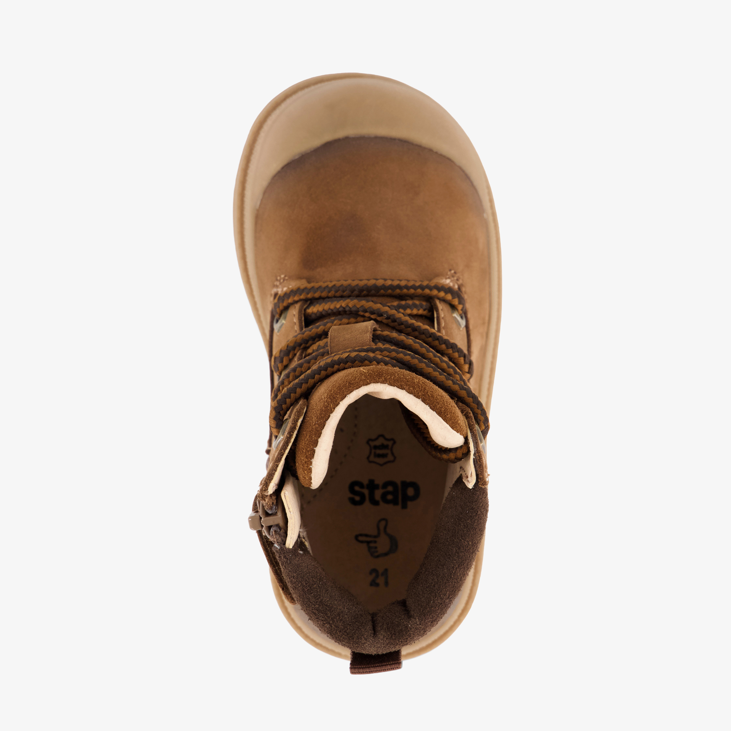 Stap leren jongens veterboots cognac bruin – foto 4