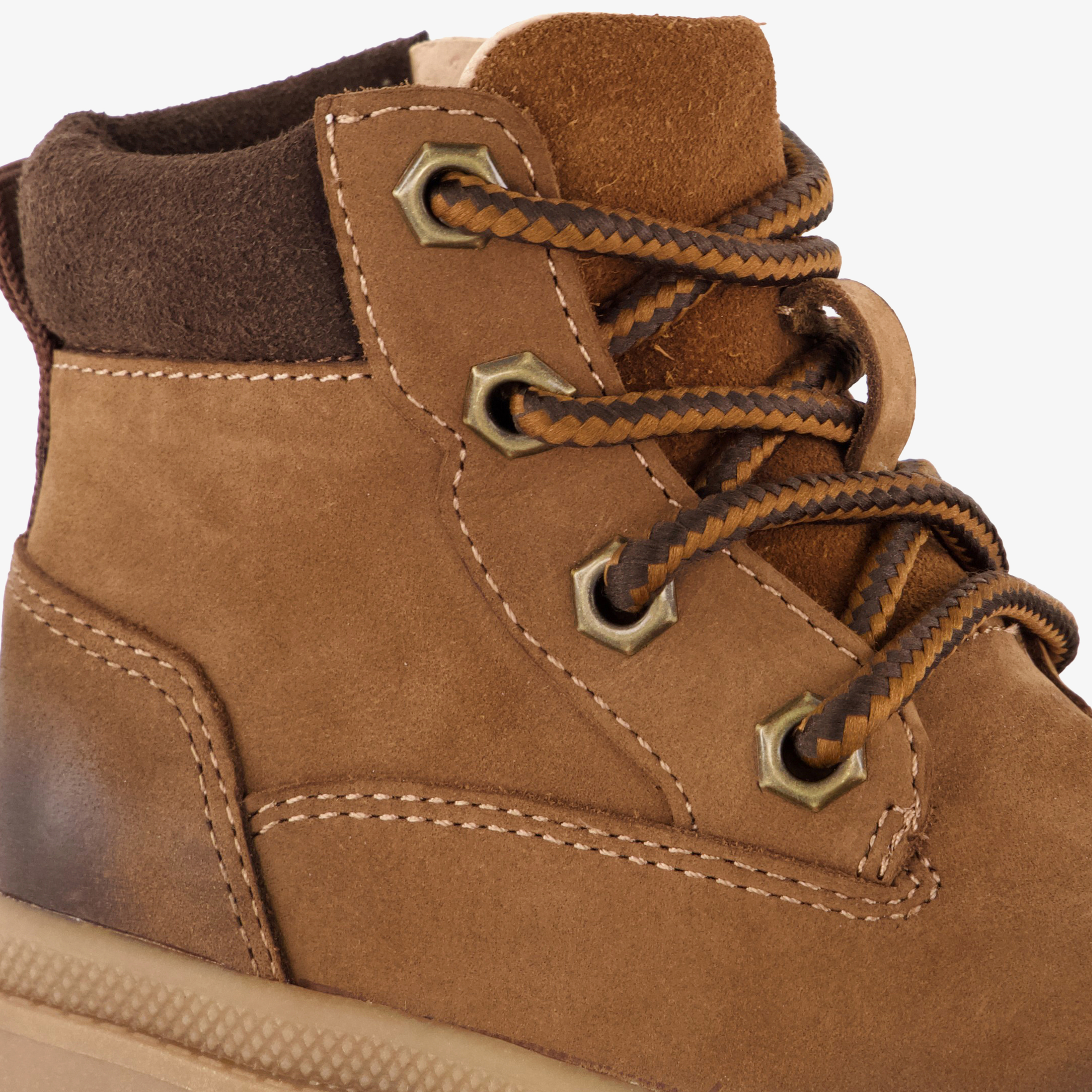 Stap leren jongens veterboots cognac bruin – foto 5