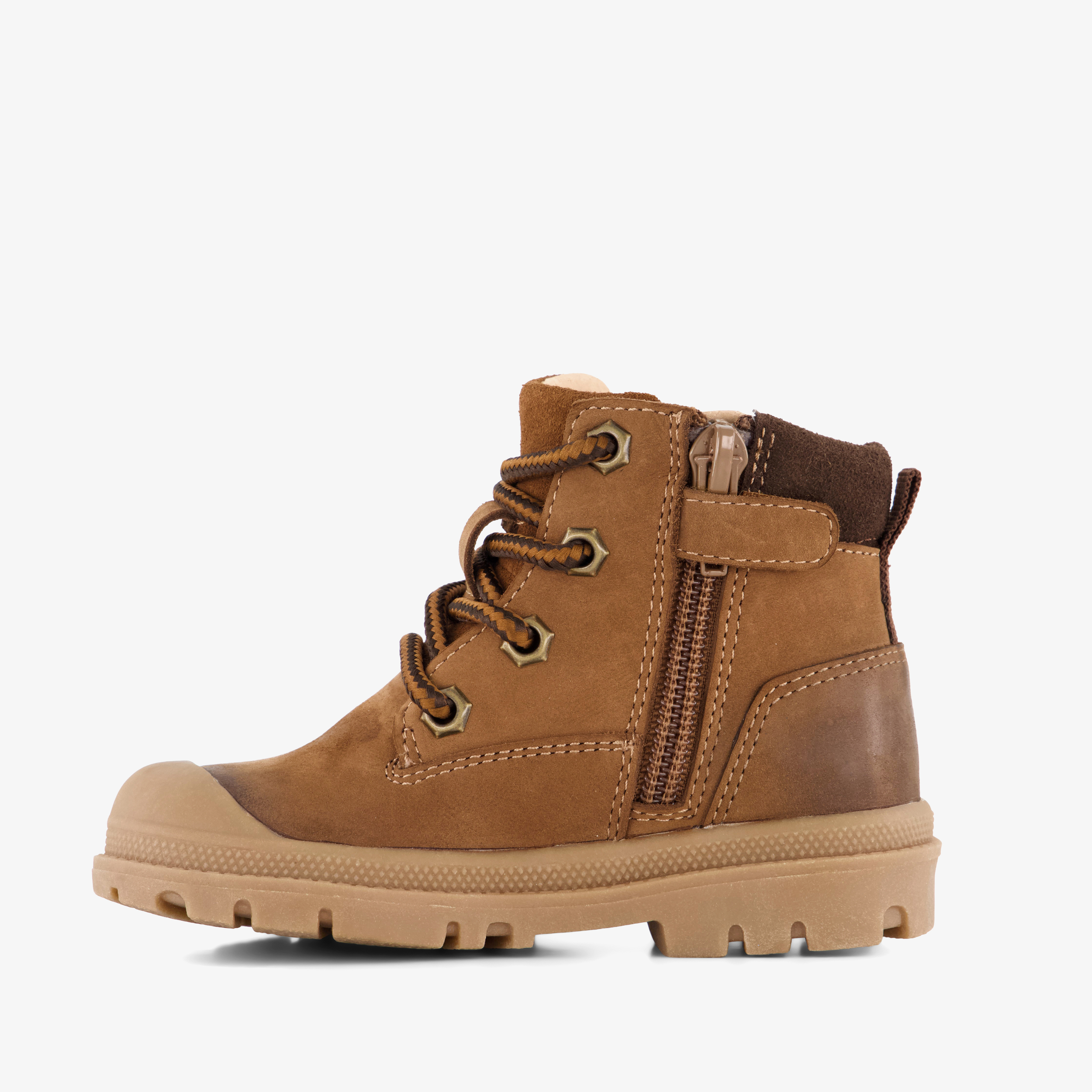 Stap leren jongens veterboots cognac bruin