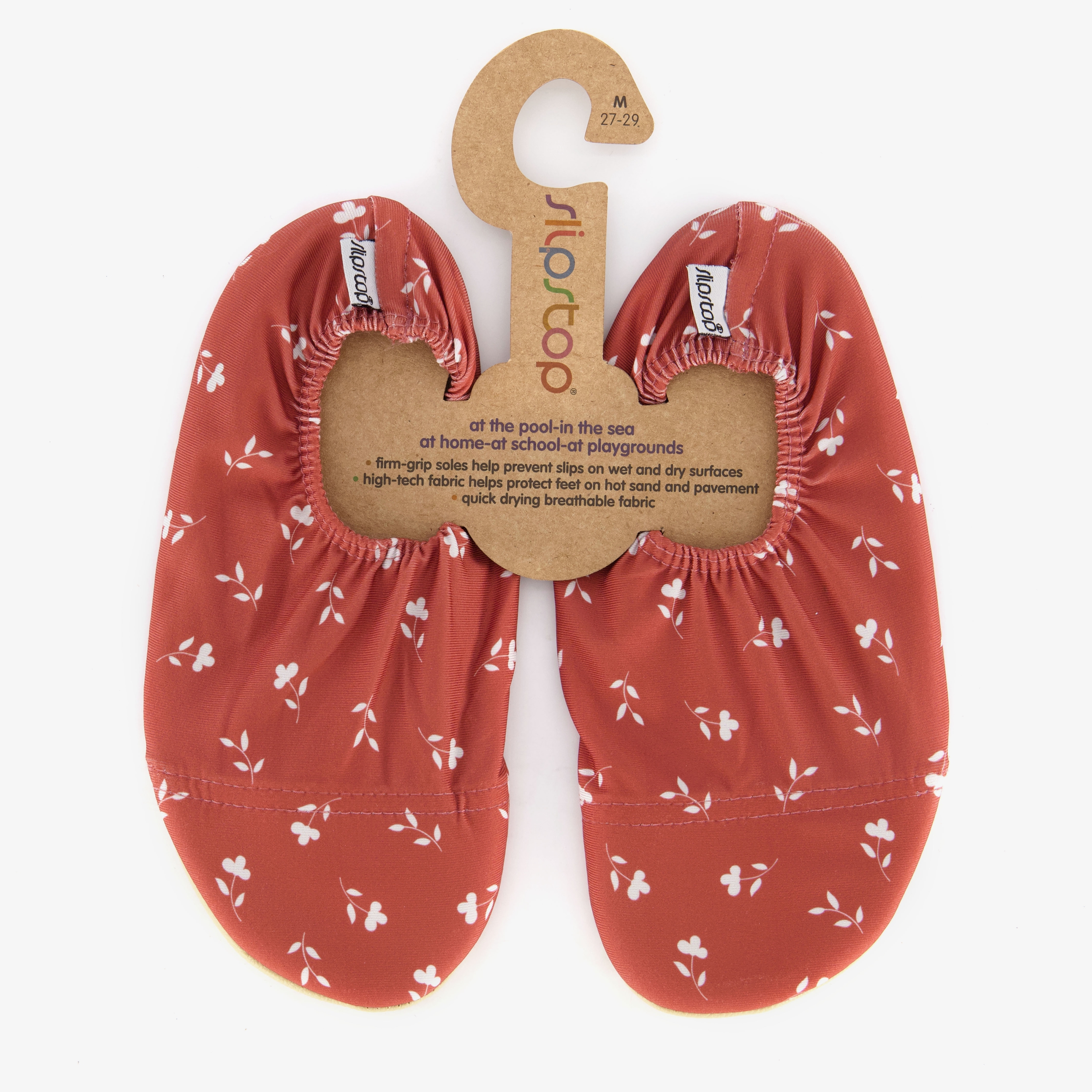 Slipstop kinder schoenen rood met bloemen