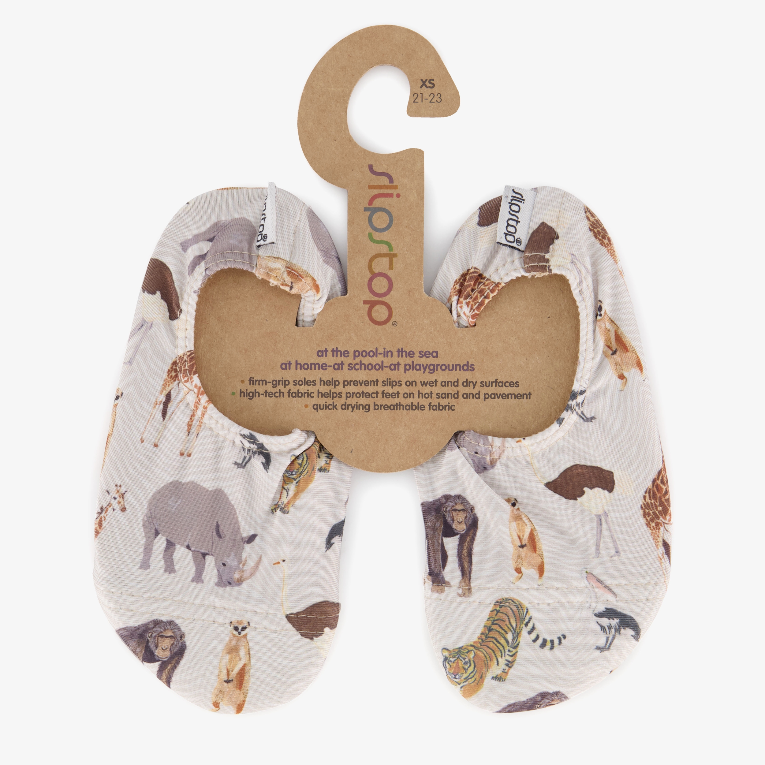 Slipstop kinder schoenen wit met wilde dieren