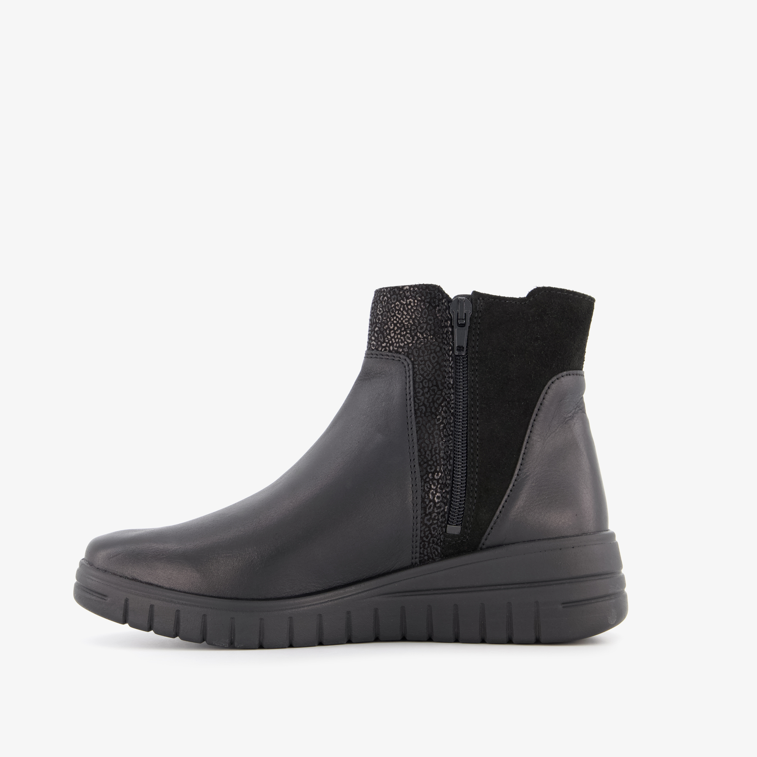 Hush Puppies leren dames enkellaarsjes zwart