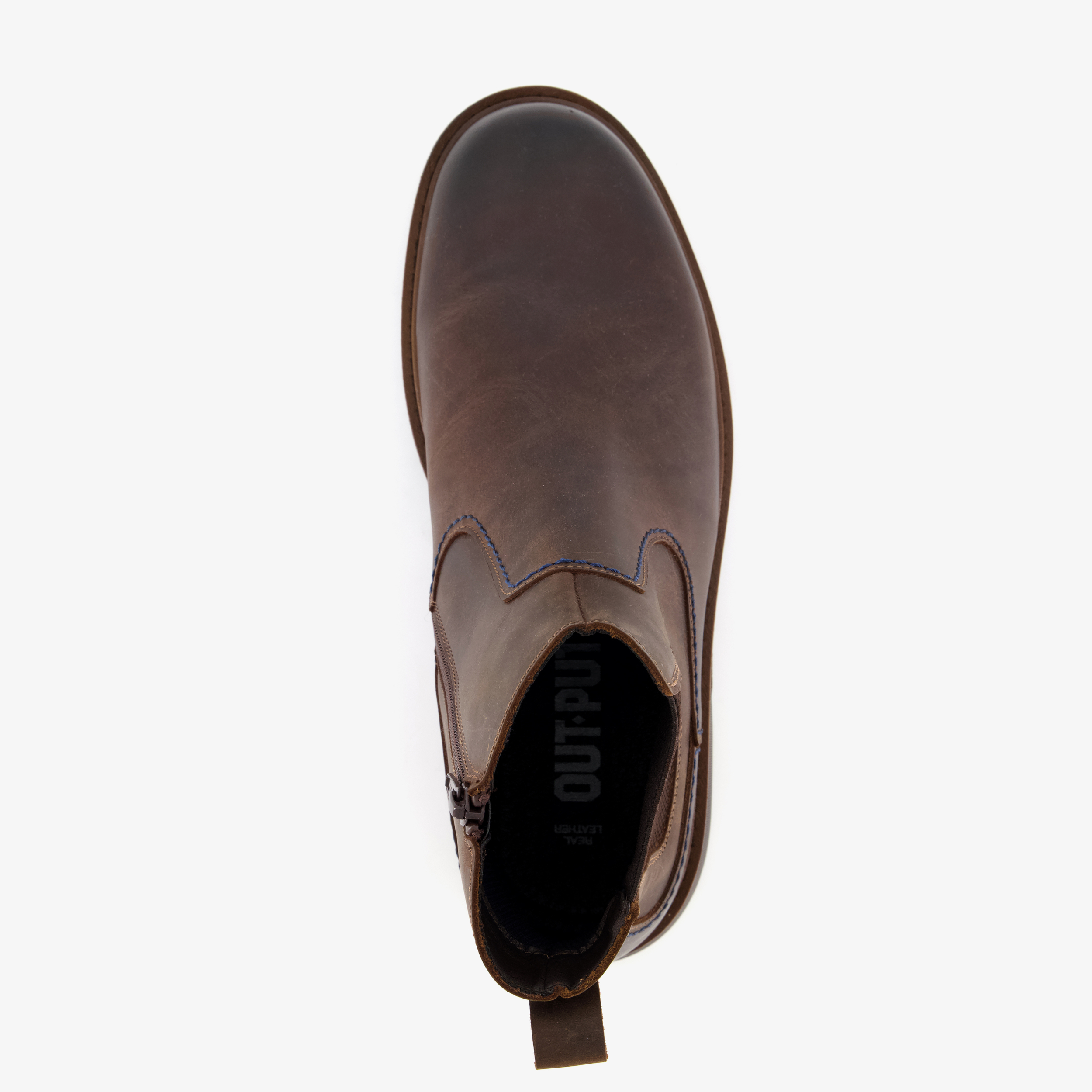 Output leren heren Chelsea boots bruin – foto 4