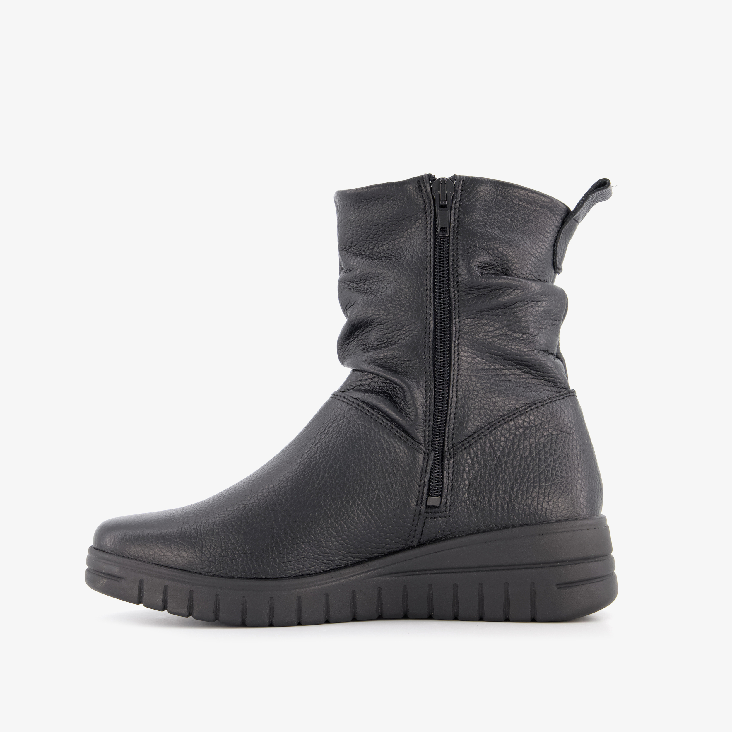 Hush Puppies leren dames enkellaarsjes zwart