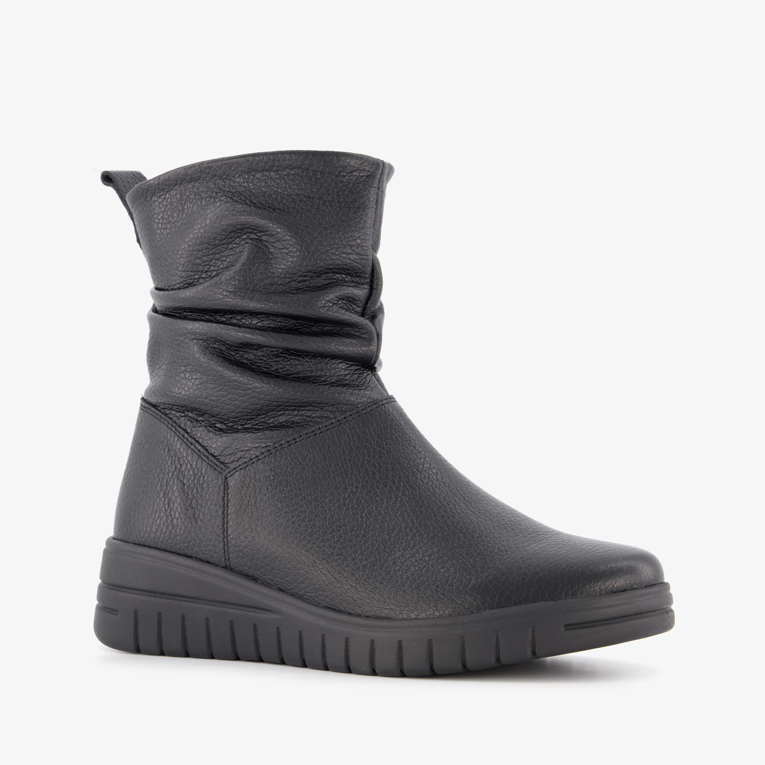 Hush Puppies leren dames enkellaarsjes zwart