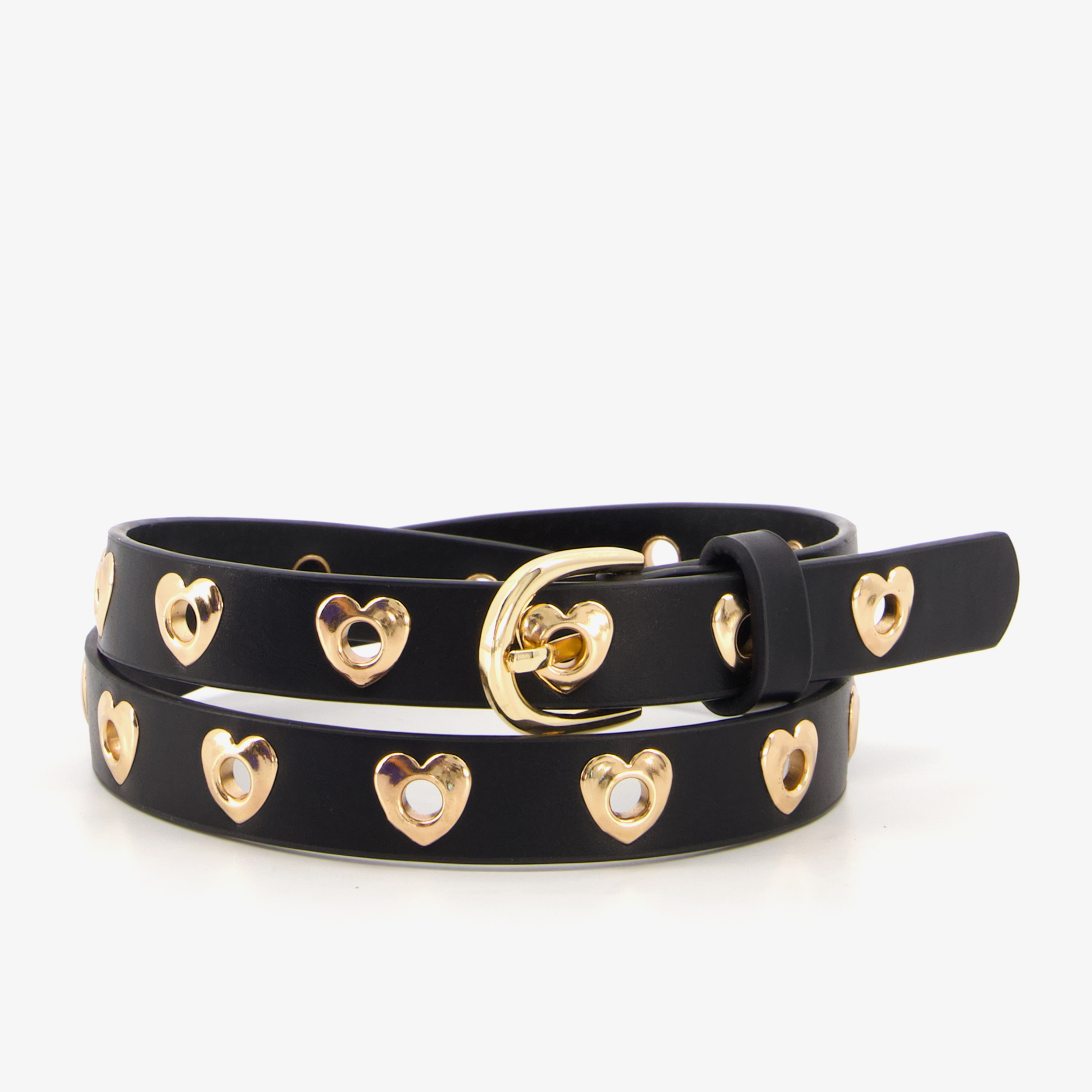 Meisjes riem met gouden hartjes zwart
