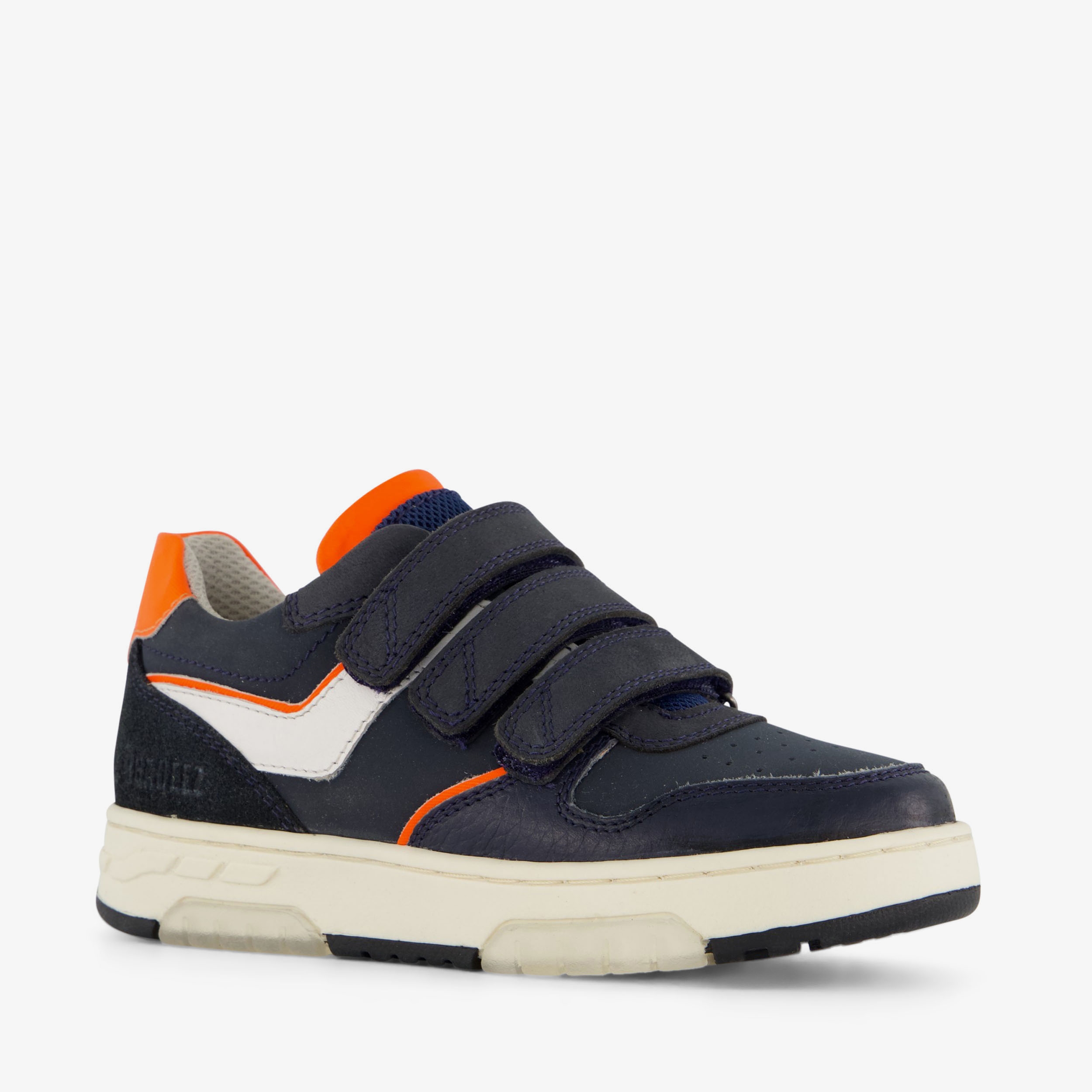 Braqeez leren jongens sneakers blauw oranje