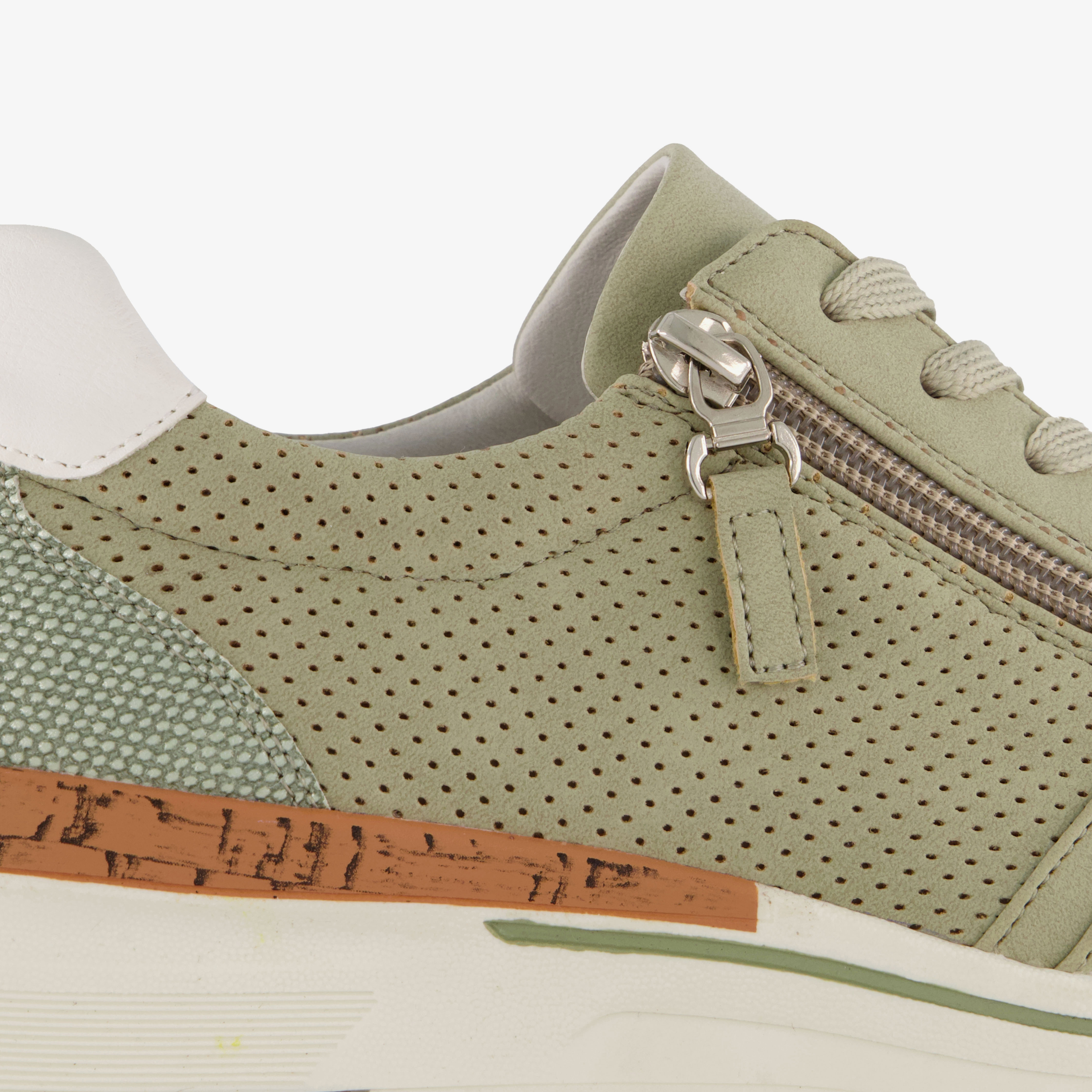 Natuform dames sneakers met kurkdetail groen – foto 5
