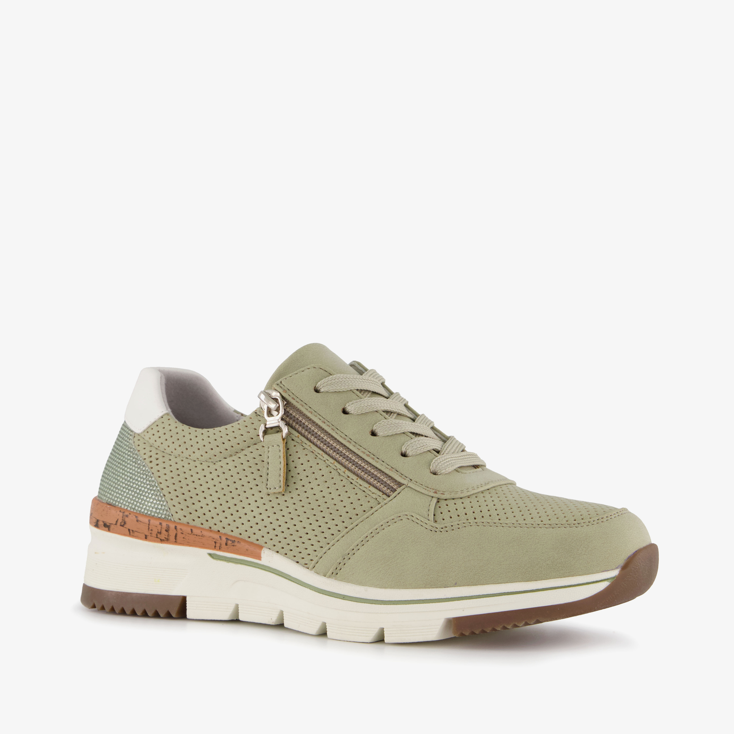 Natuform dames sneakers met kurkdetail groen