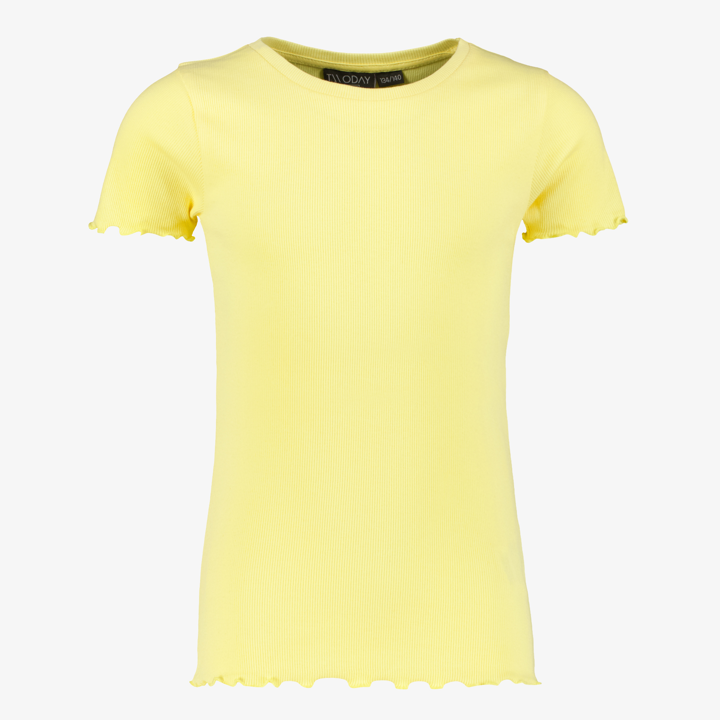TwoDay meisjes rib T-shirt met ruches geel t-shirts & tops