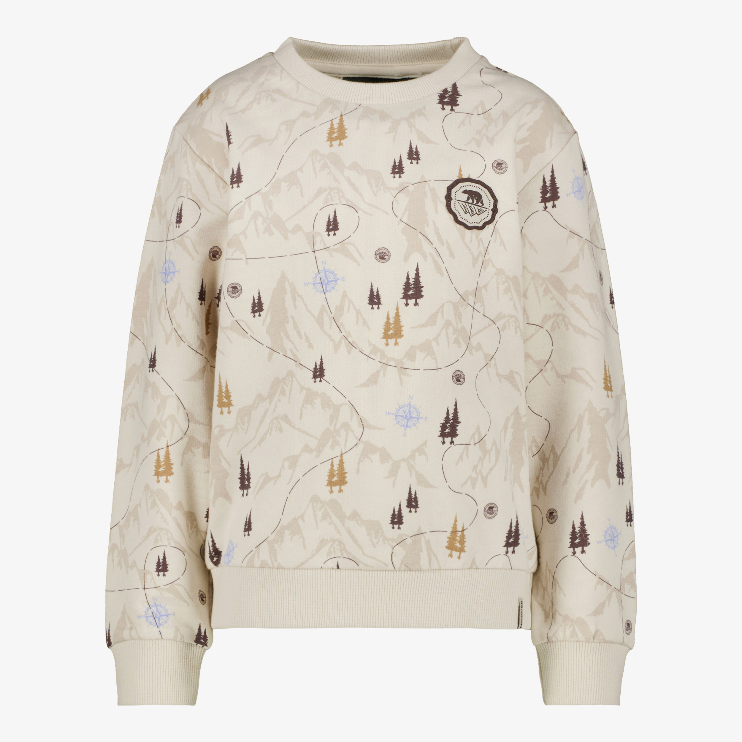 Unsigned jongens sweater met bosprint beige truien & vesten