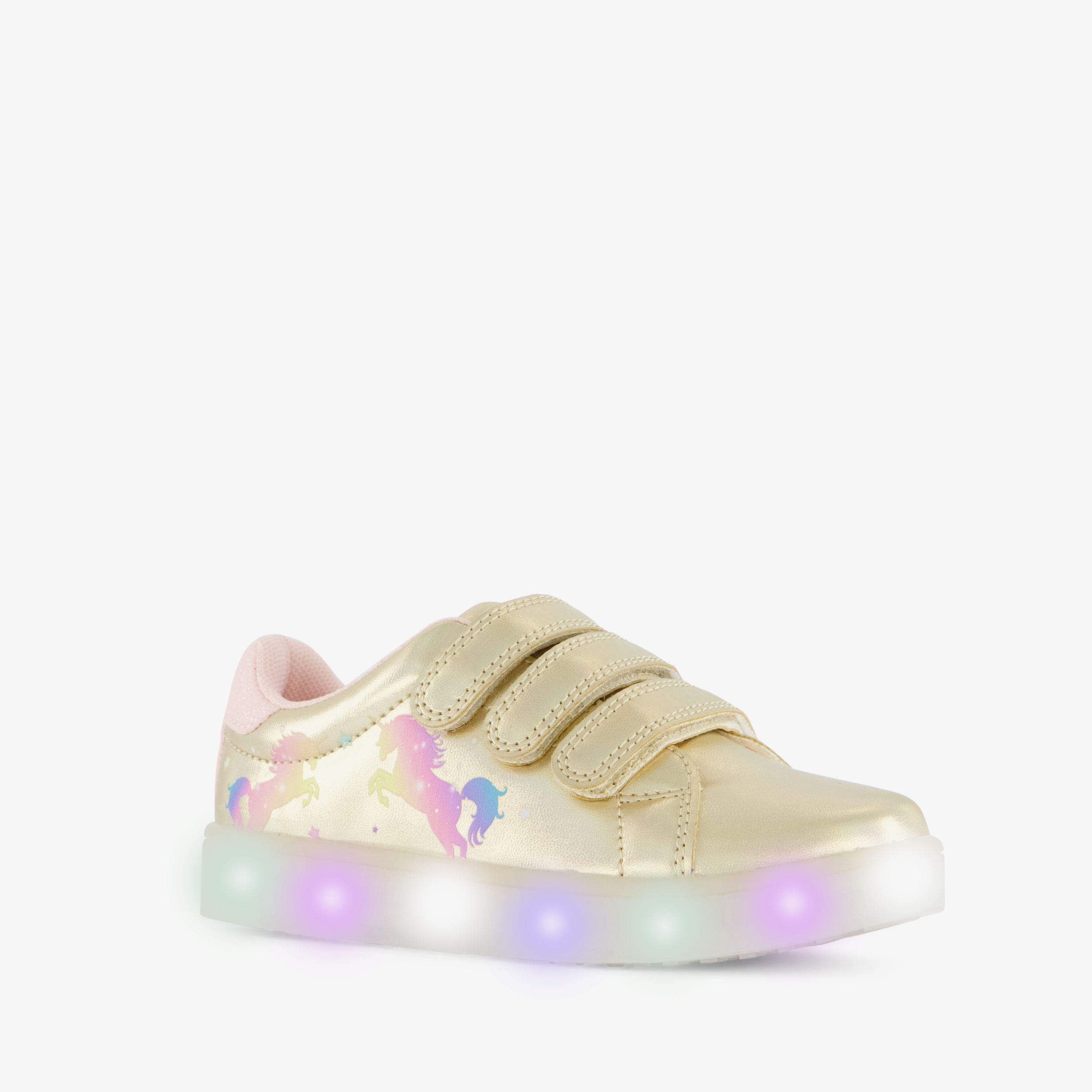 Blue Box meisjes sneakers met lichtjes goud