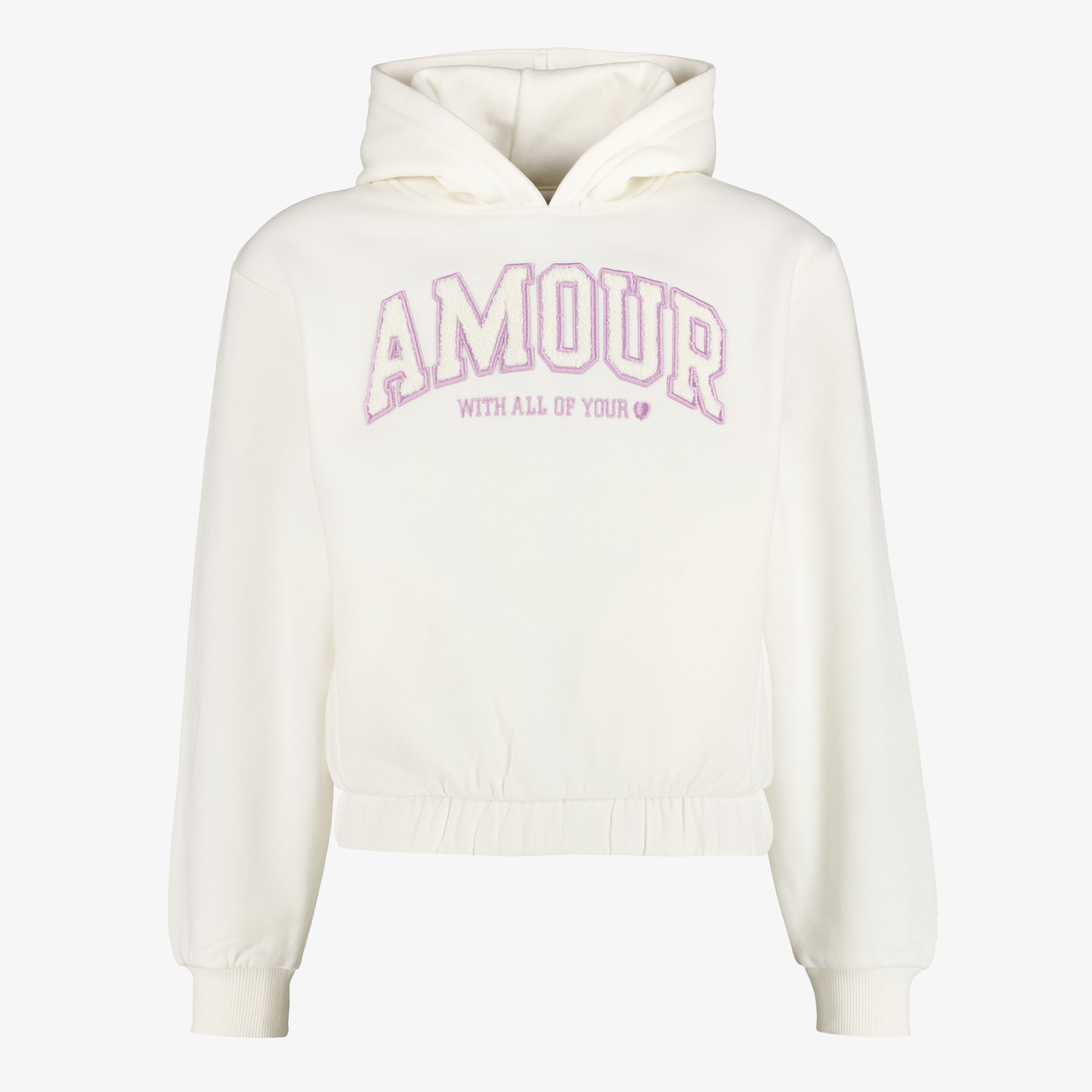 TwoDay meisjes hoodie met opdruk en teddy details beige