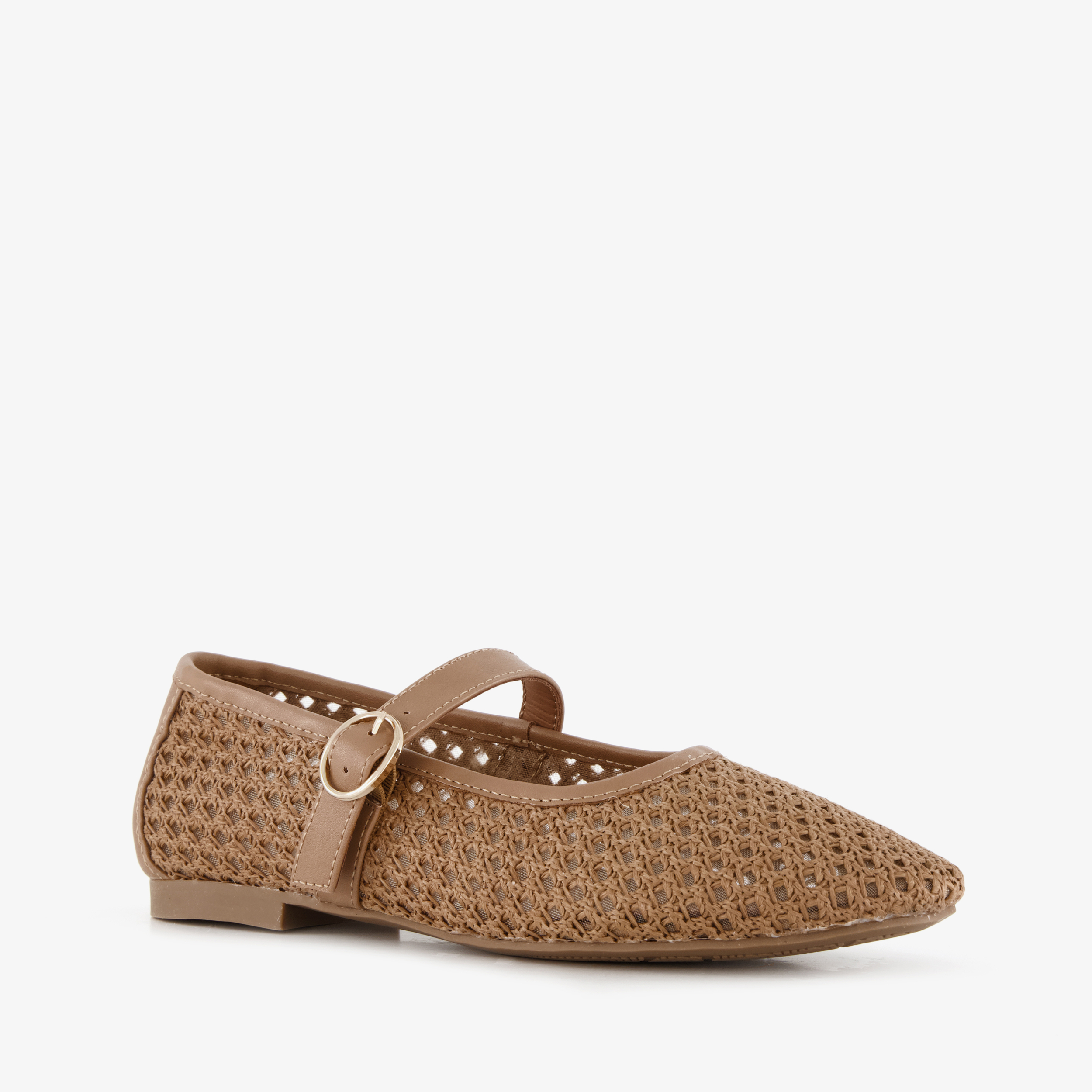 Blue Box dames mesh ballerina's bruin