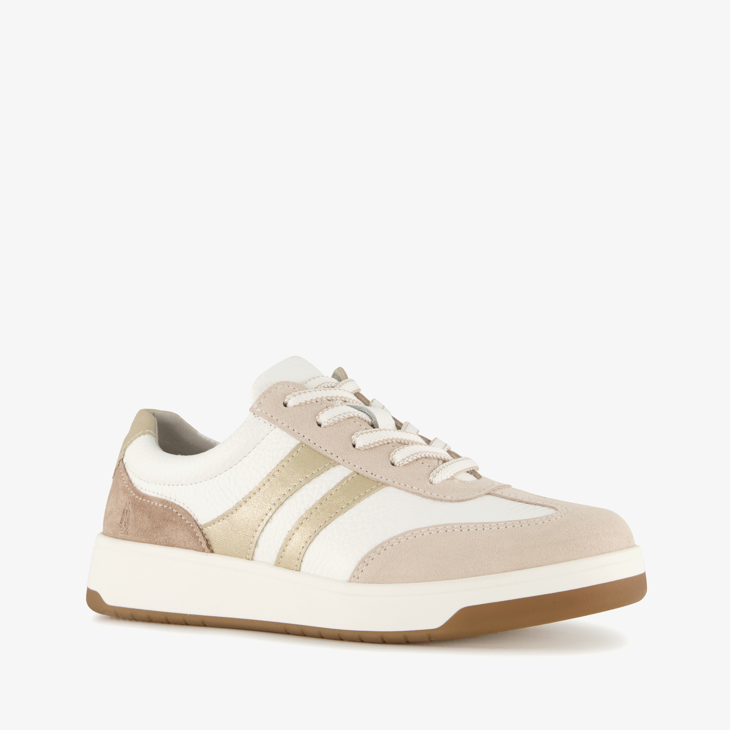Hush Puppies leren dames sneakers wit beige