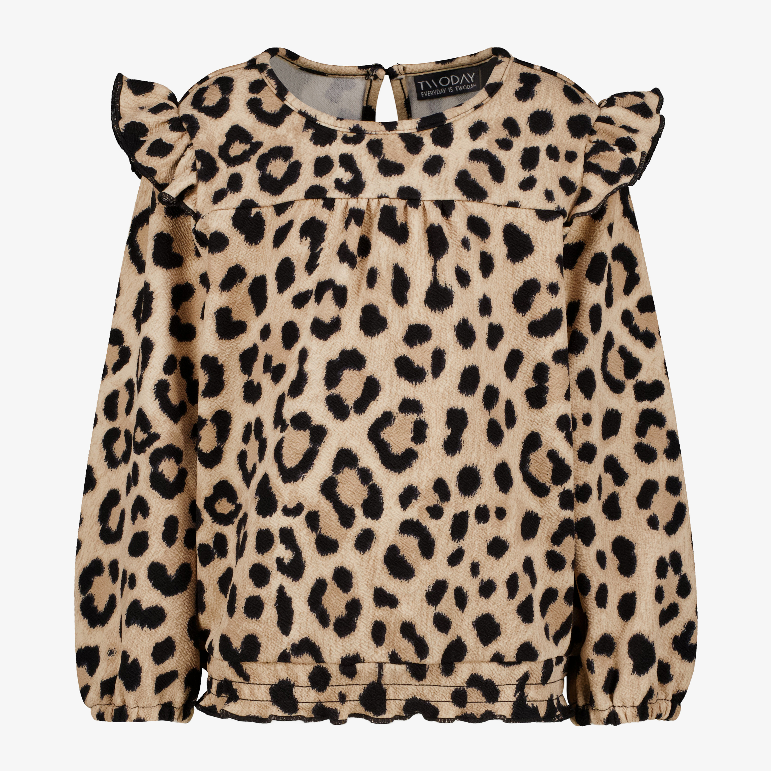 TwoDay meisjes blouse met panterprint en ruches t-shirts & tops