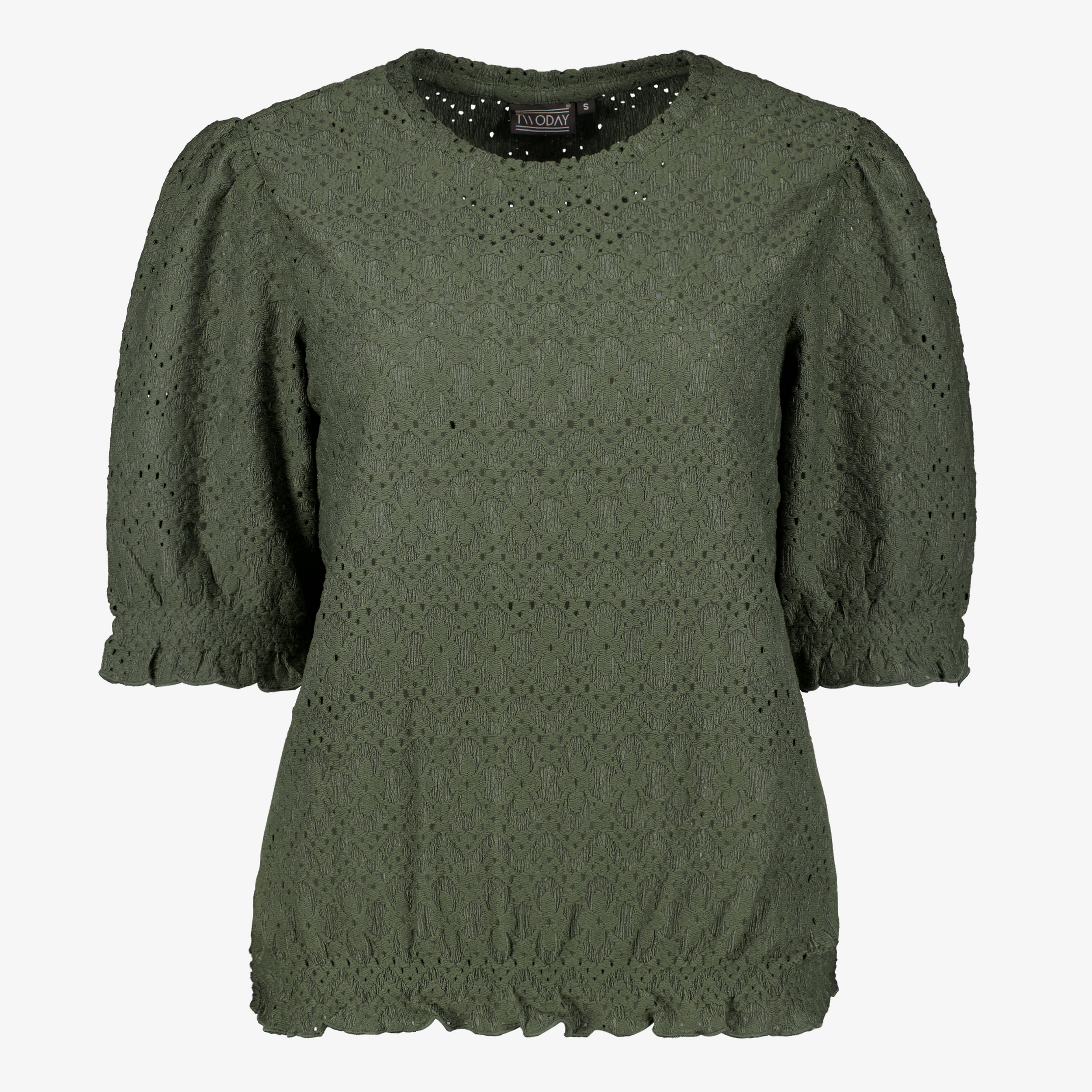 TwoDay dames top met pofmouwen groen t-shirts & tops