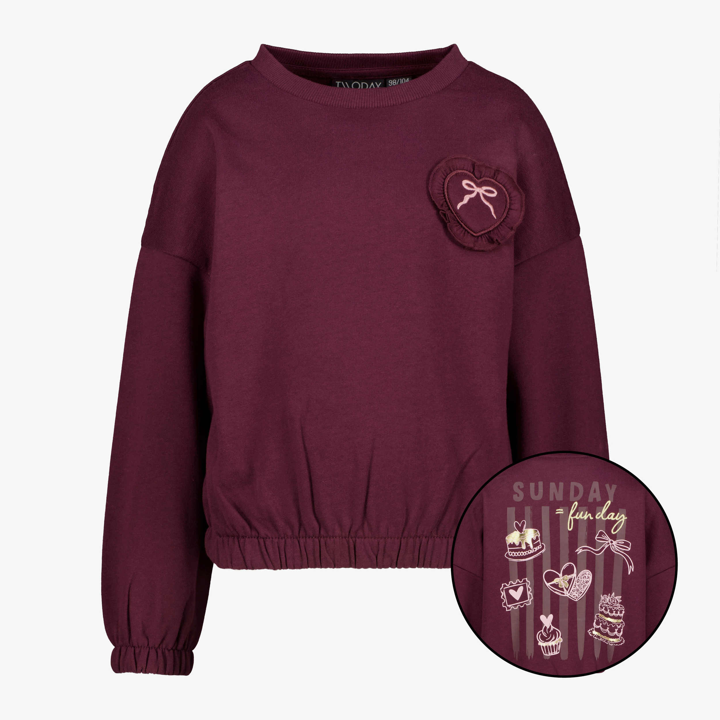 TwoDay meisjes sweater met backprint bordeauxrood truien & vesten