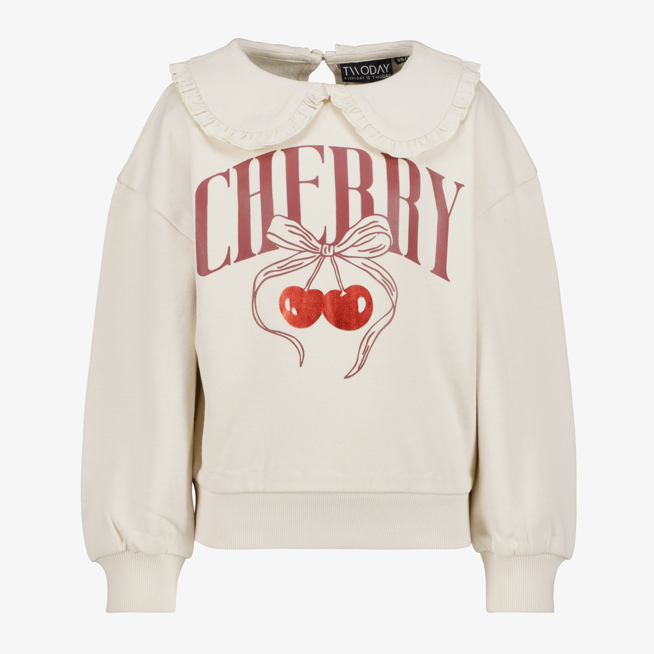 TwoDay cherry meisjes sweater met kraagje wit truien & vesten