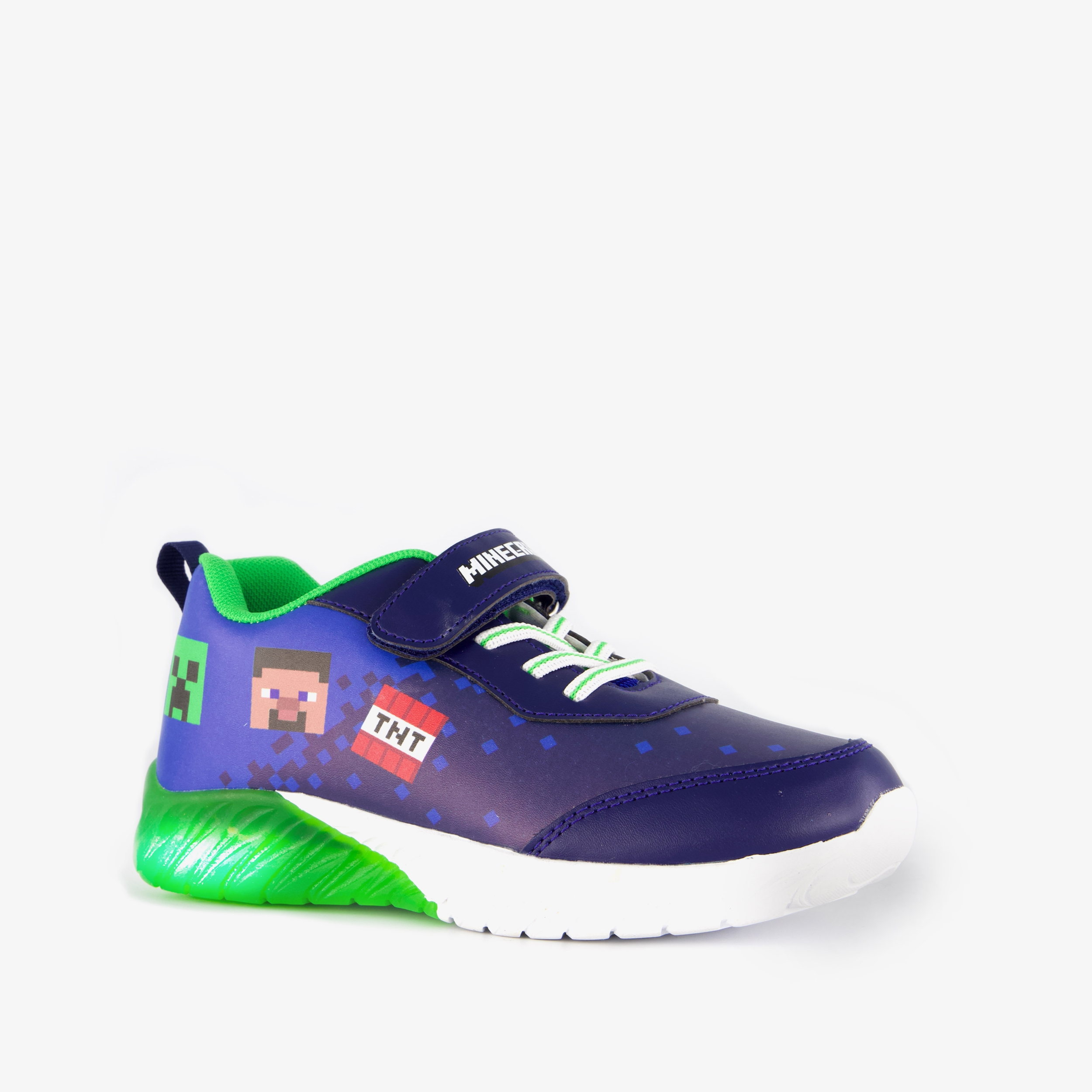 Minecraft kinder sneakers met lichtjes blauw
