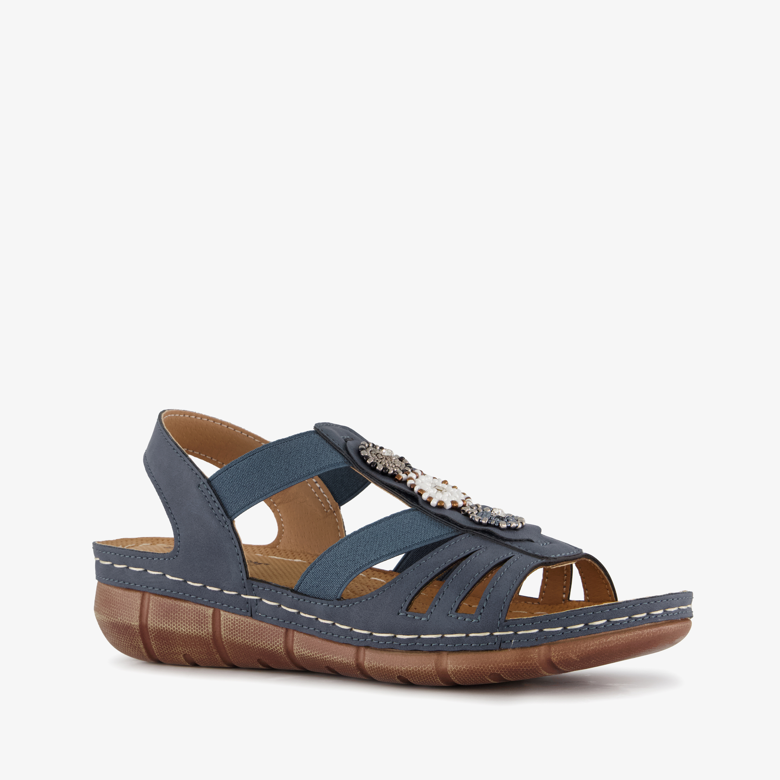 Natuform dames sandalen met sleehak blauw