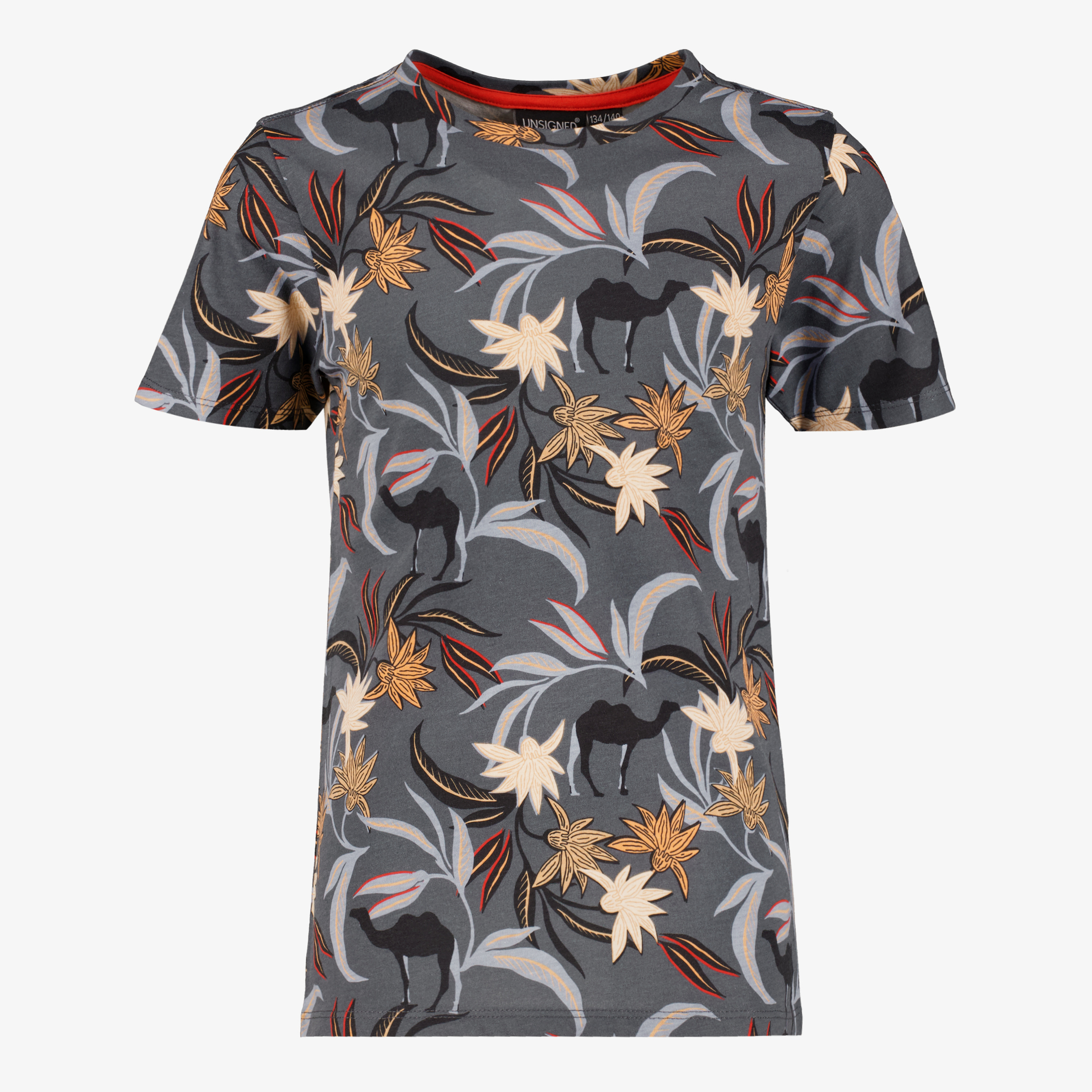 Unsigned jongens T-shirt met kamelen grijs