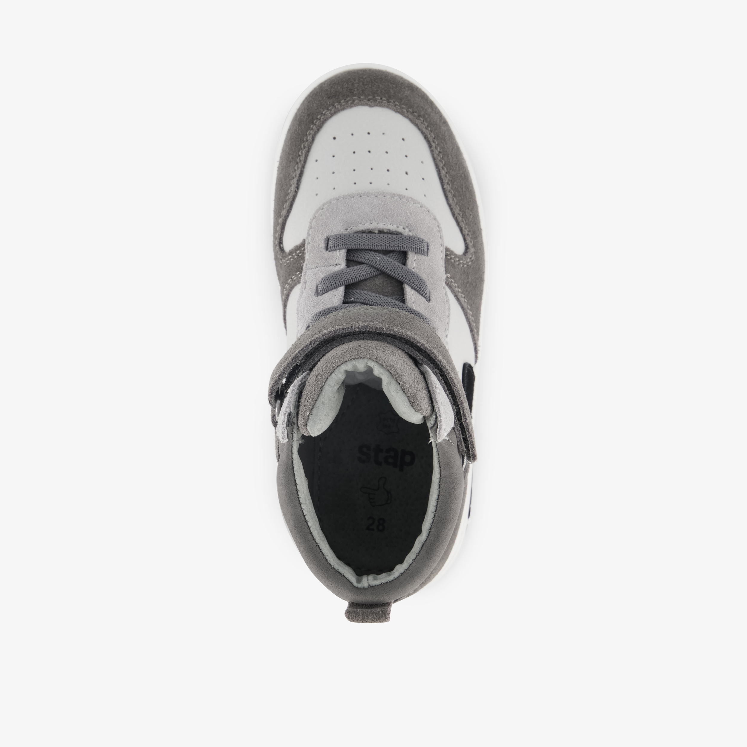Stap leren hoge jongens sneakers grijs wit – foto 4