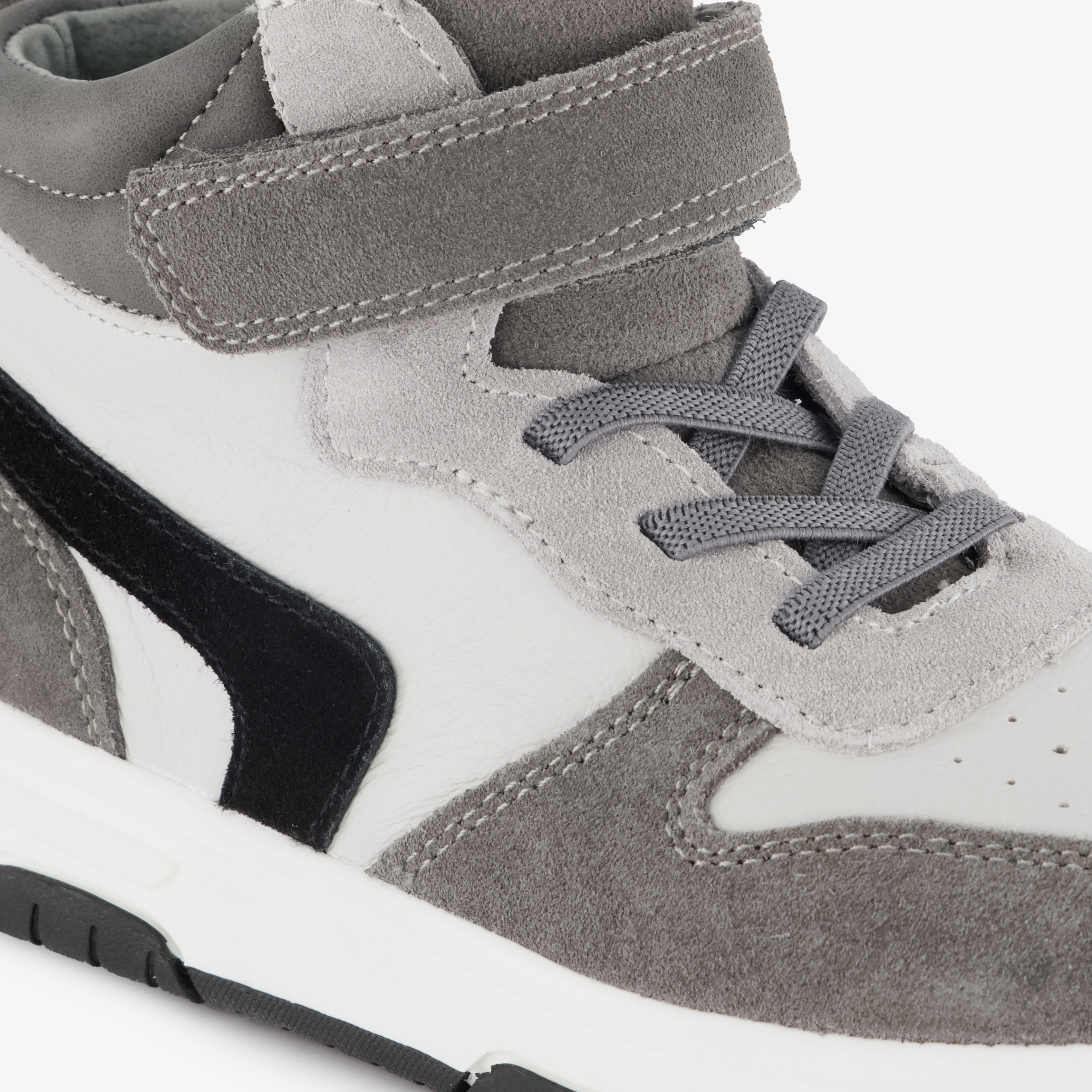 Stap leren hoge jongens sneakers grijs wit – foto 5