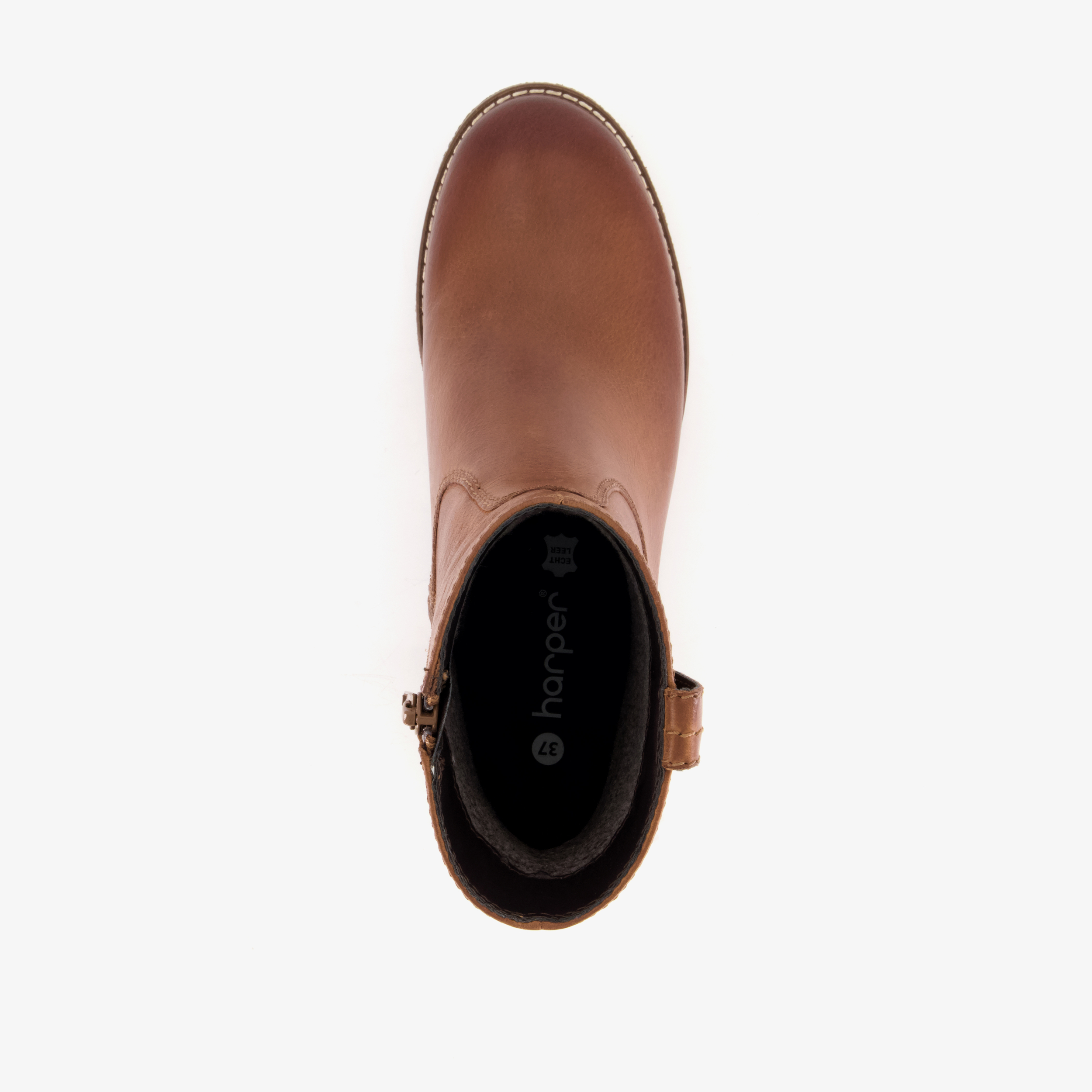 Harper leren dames boots cognac enkellaarzen – foto 4