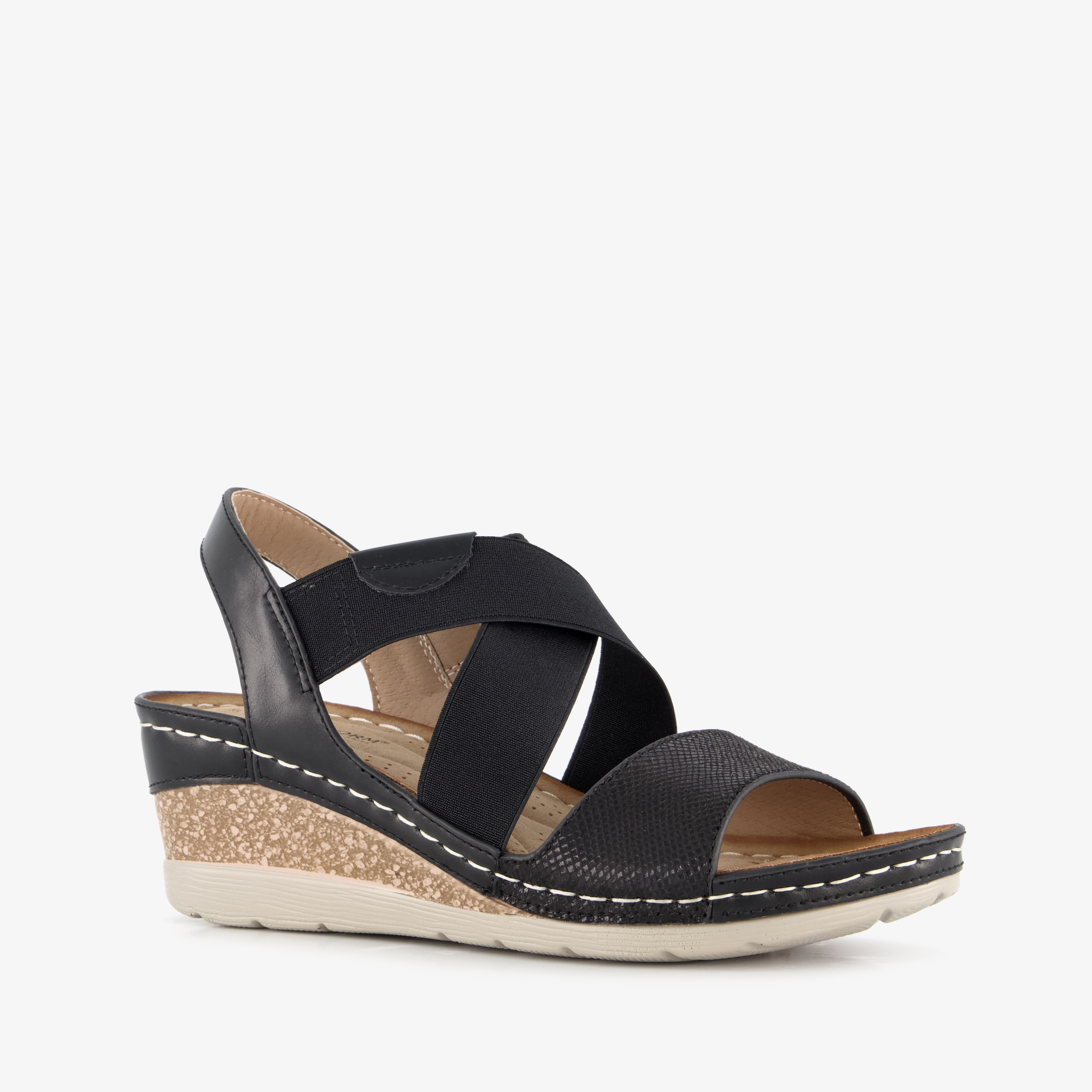 Natuform dames sandalen met sleehak zwart
